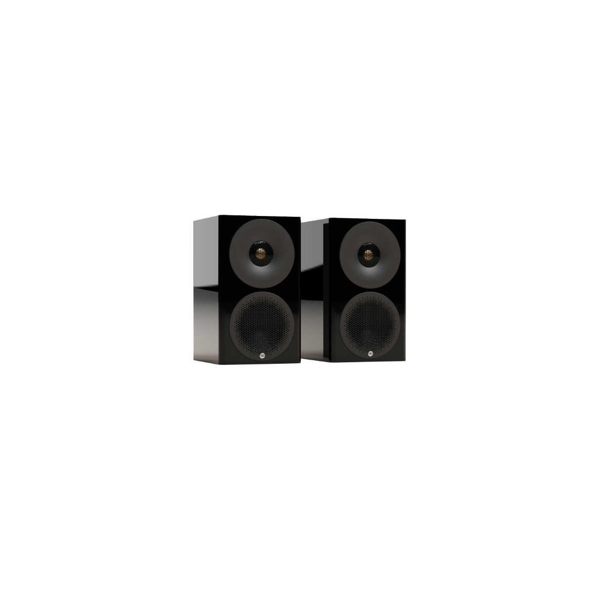 Two Monitor Audio Radius 3 4G 2-way Bookshelf Speakers with circular drivers, shown side-by-side against a plain white background.