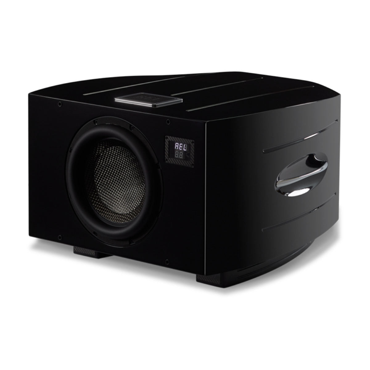 REL Acoustics No. 31 Reference Subwoofer - Black three quarter front view angled left without grille