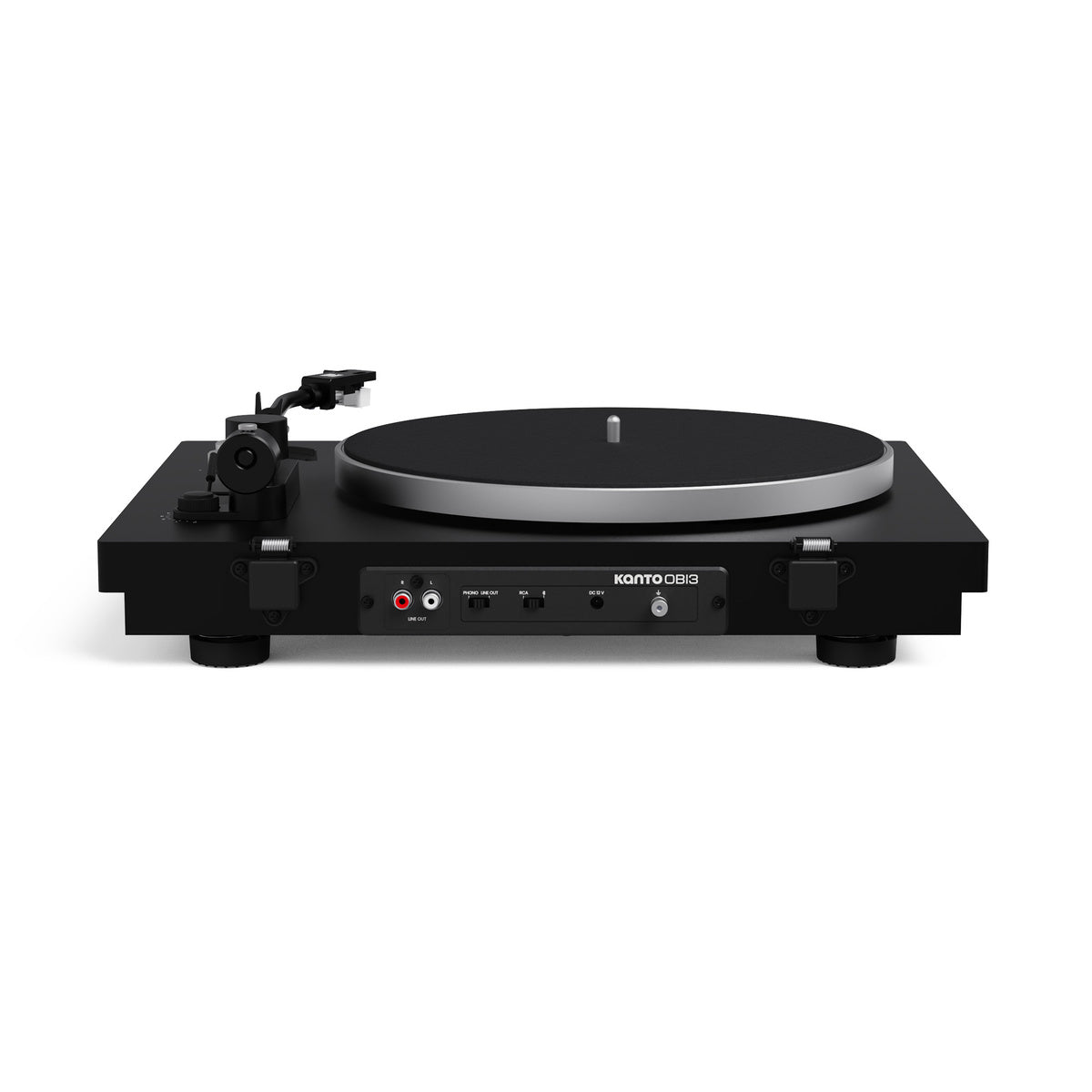 Kanto OBI3G2VMB turntable on a white background