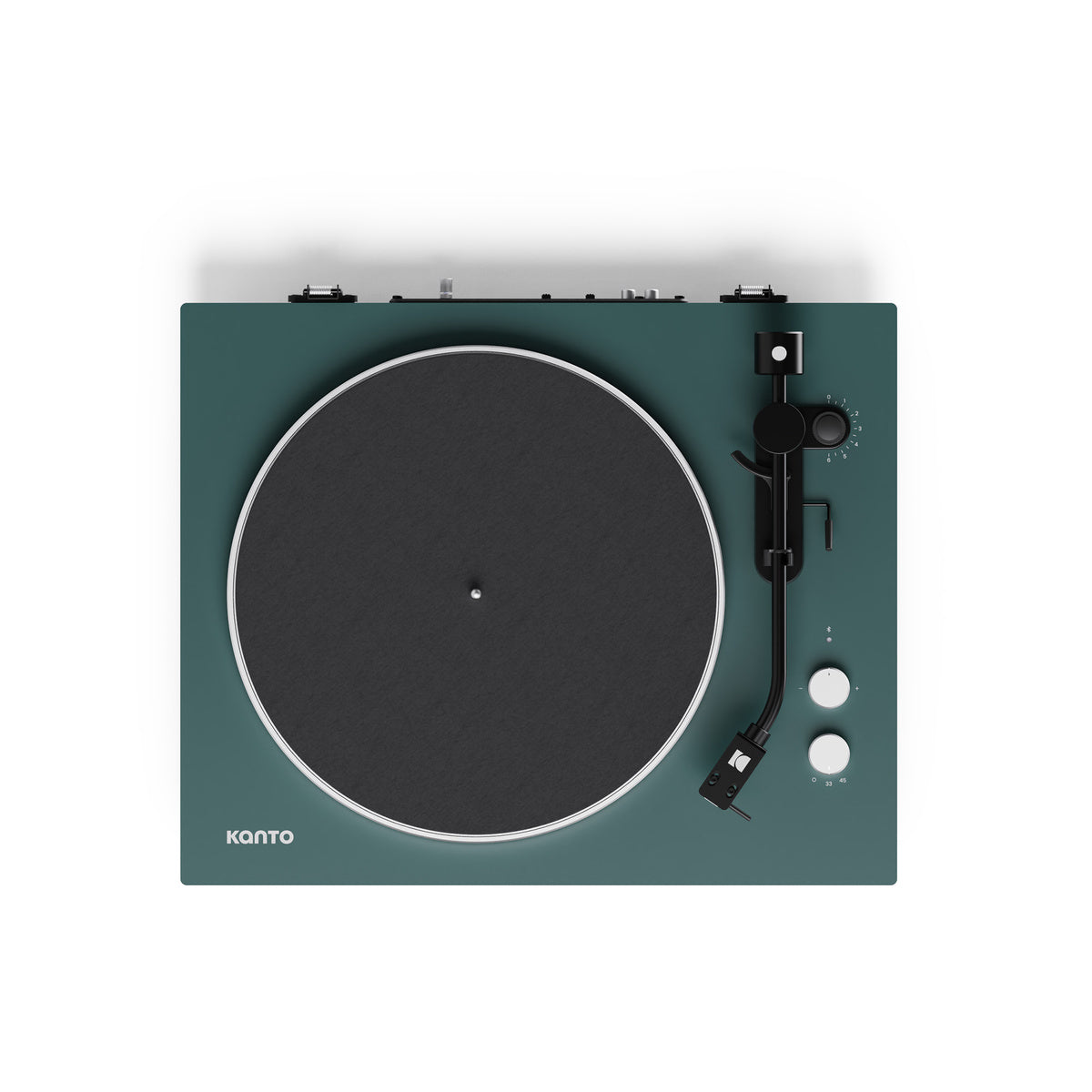 Green turntable with Kanto branding on a white background
