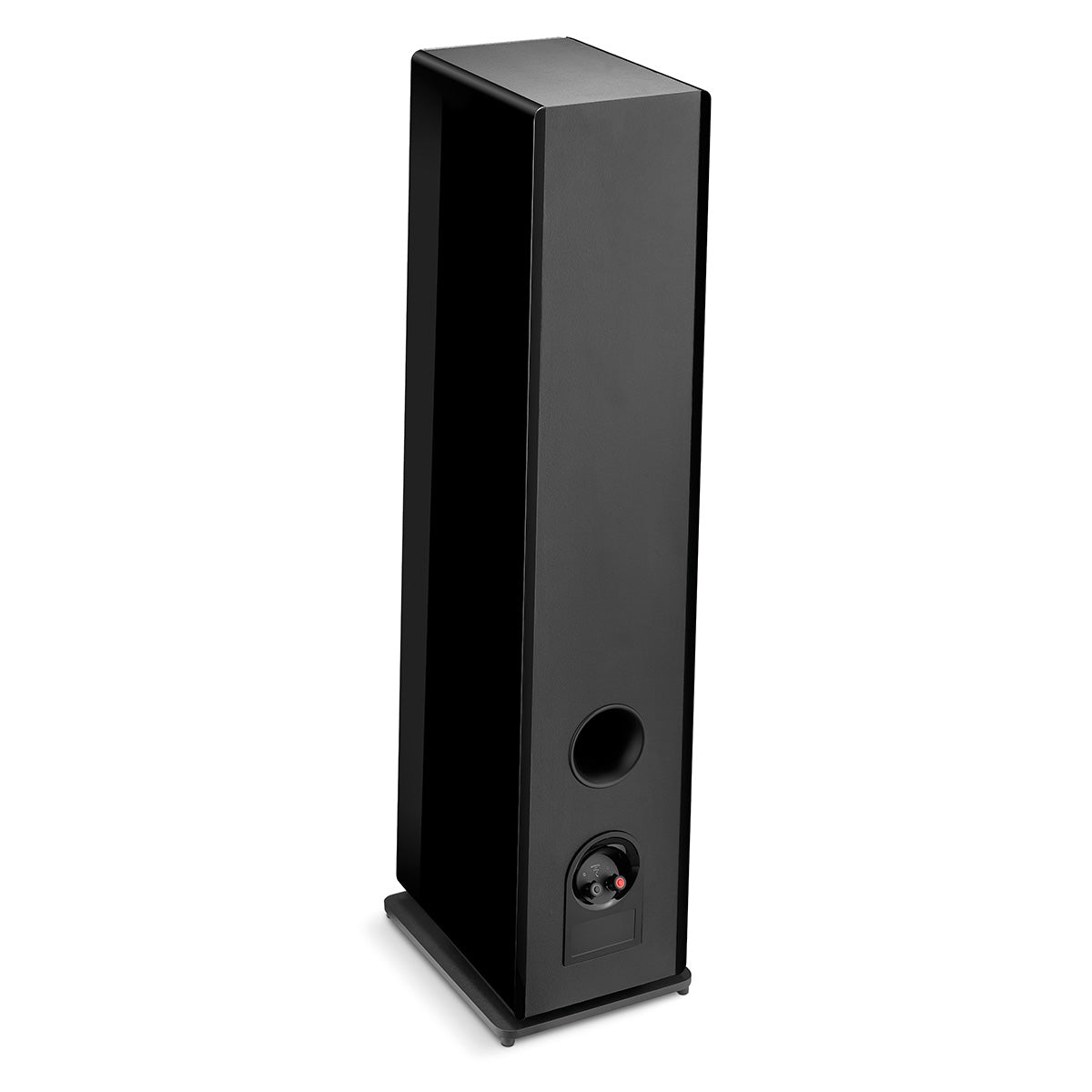 Focal Omada N°3 Floor Standing Speaker - Black High Gloss - single speaker rear view angled right
