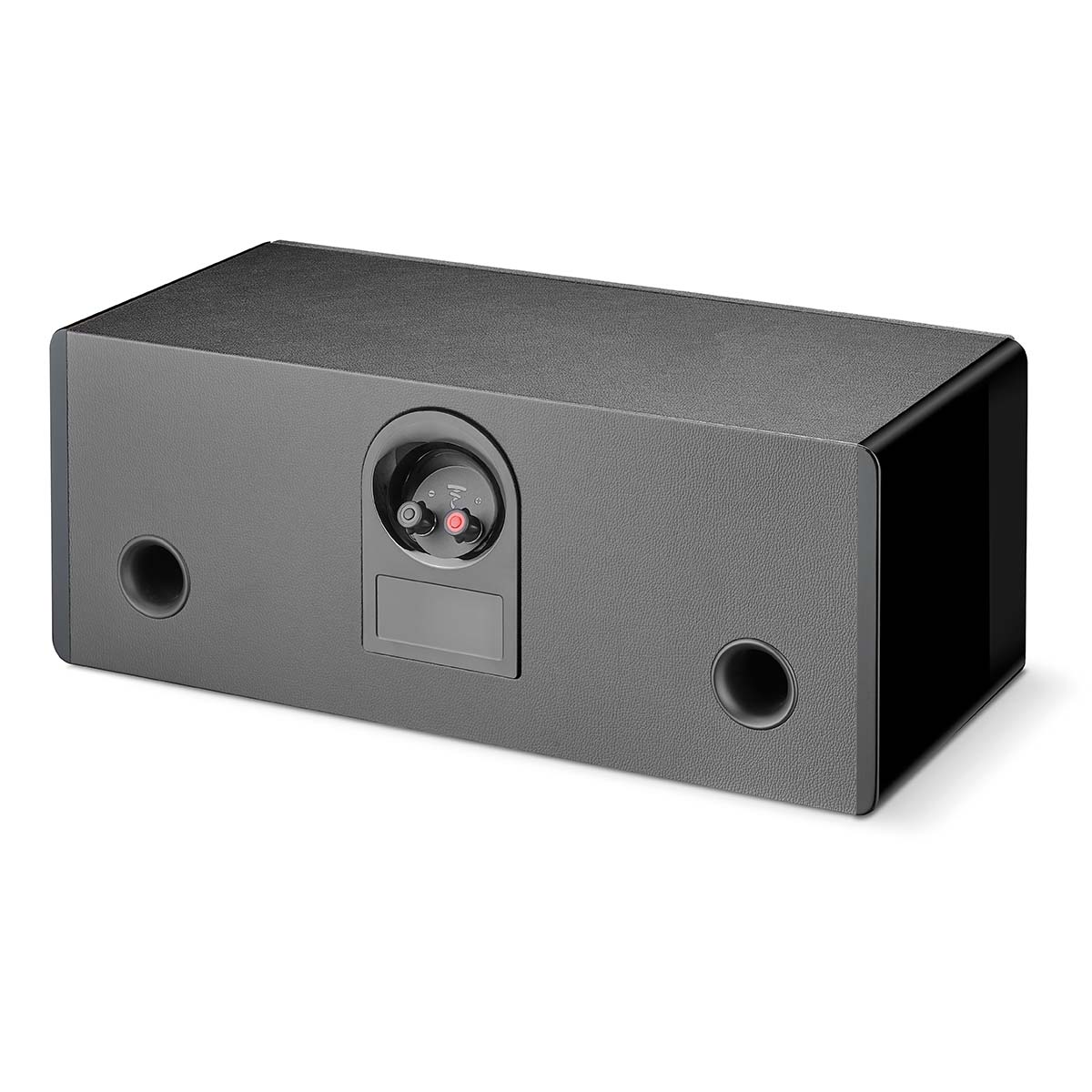 Focal Omada Center Channel Speaker - Black High Gloss - single speaker rear view angled left