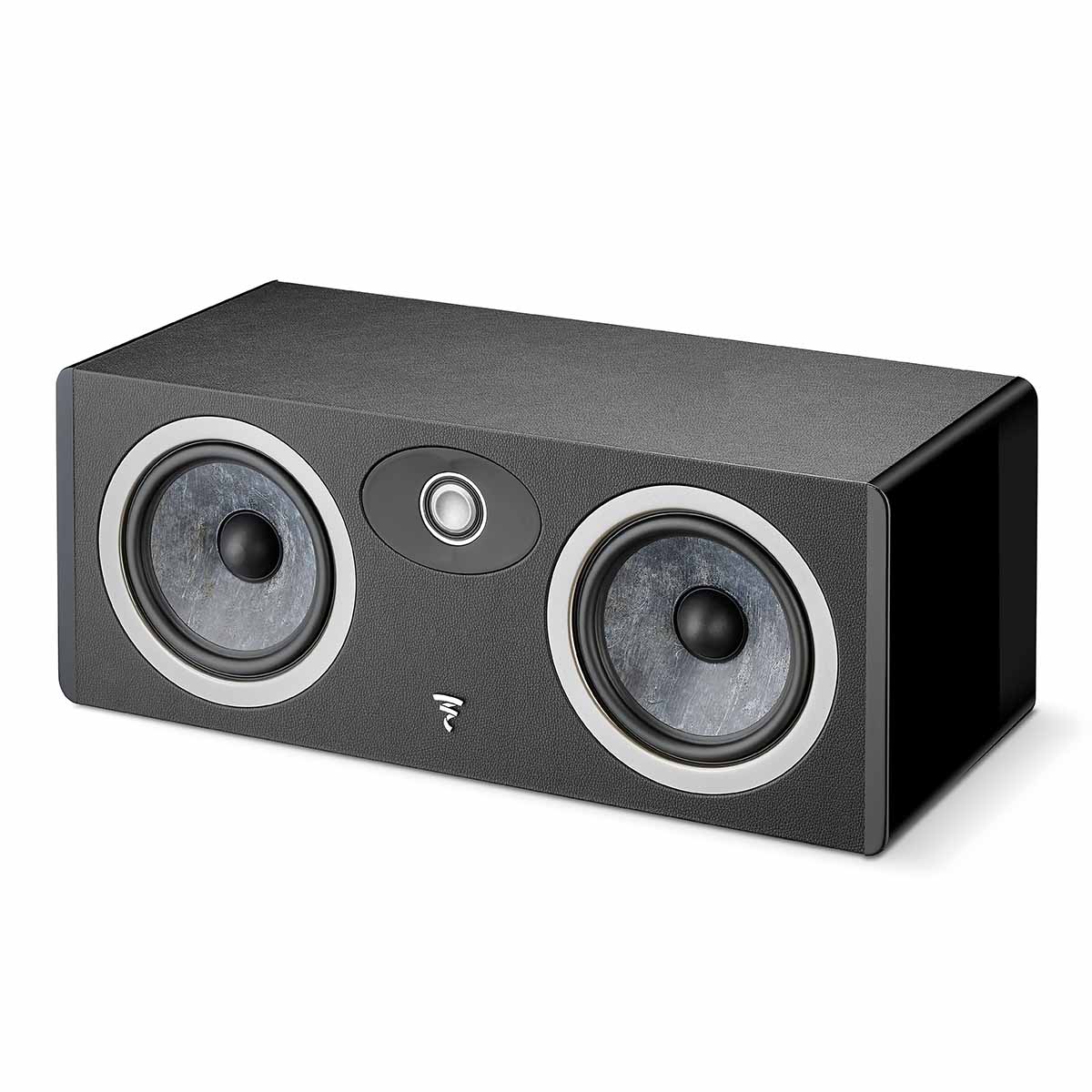 Focal Omada Center Channel Speaker - Black High Gloss - single speaker front view angled left no grille