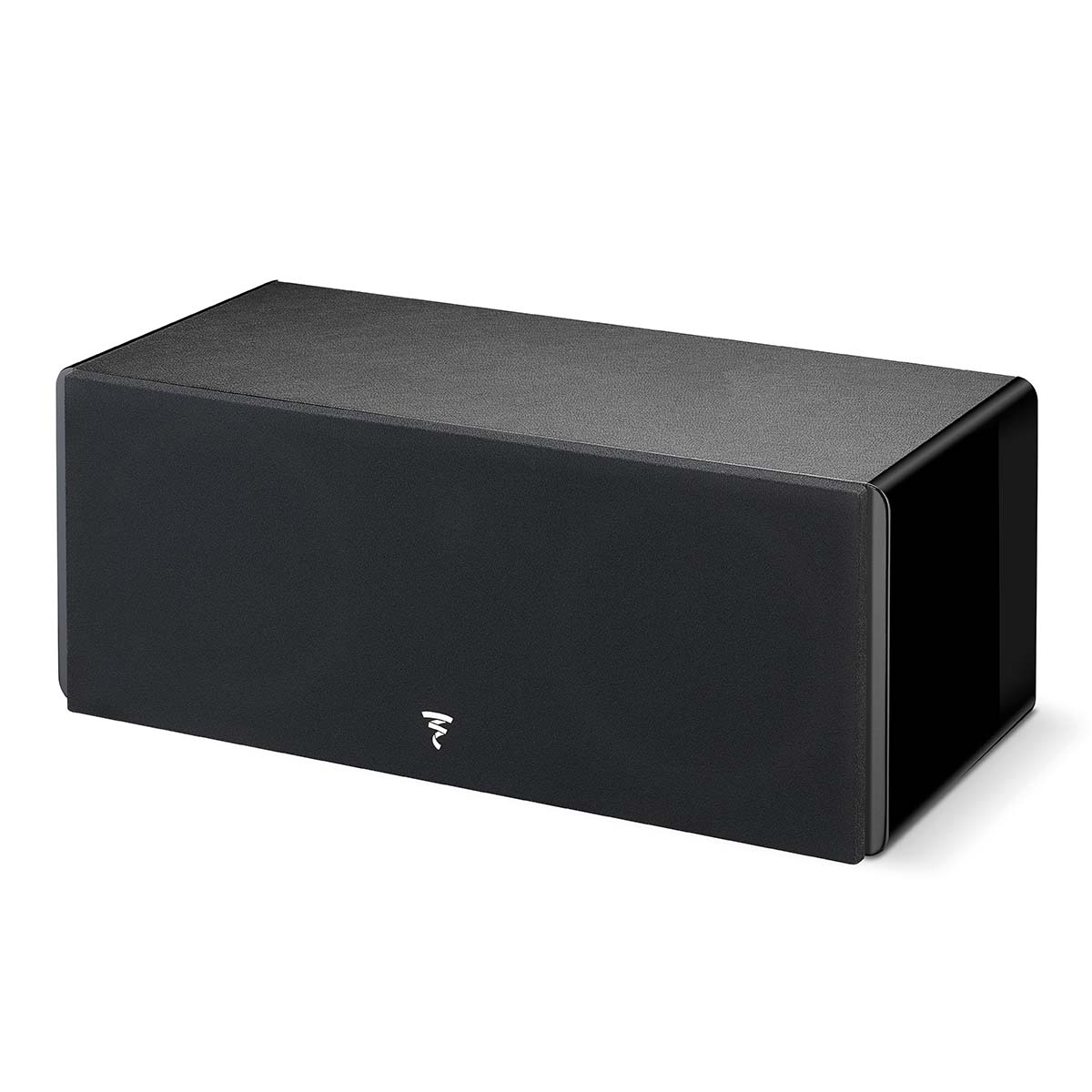 Focal Omada Center Channel Speaker - Black High Gloss - single speaker front view angled left with grille