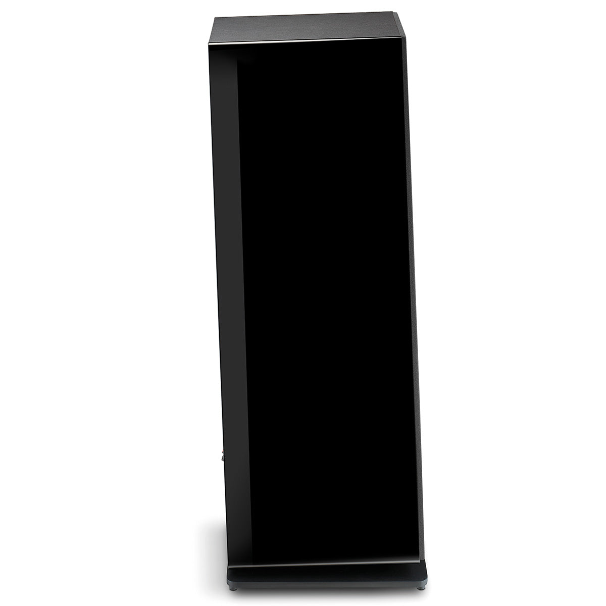 Focal Omada N°4 Floor Standing Speaker - Black High Gloss - single speaker side view facing right with grille