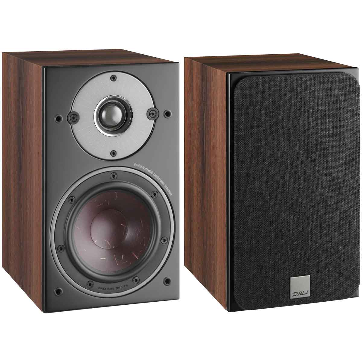 DALI Oberon 1 Compact Bookshelf Loudspeaker - Pair dark walnut front view