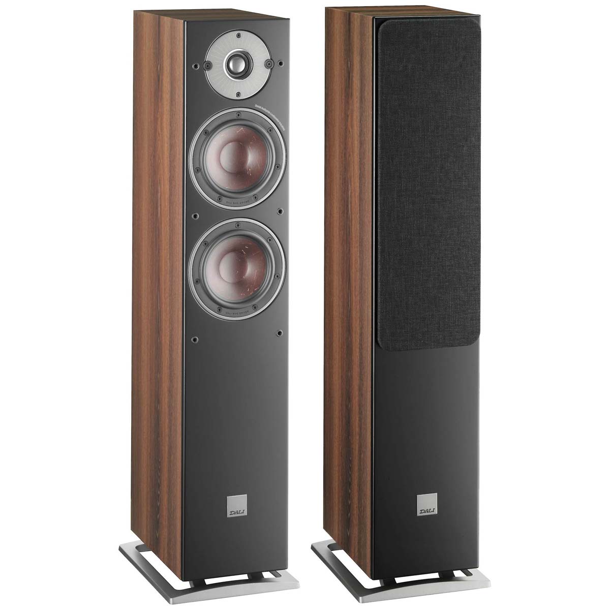 DALI Oberon 5 Floorstanding Loudspeaker - Pair dark walnut front view