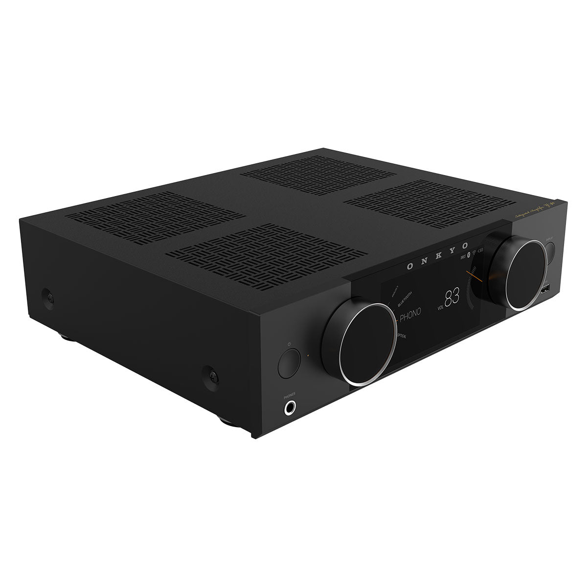 Onkyo Muse Y-40 Network Integrated Amplifier - Black - front top and side view angled right