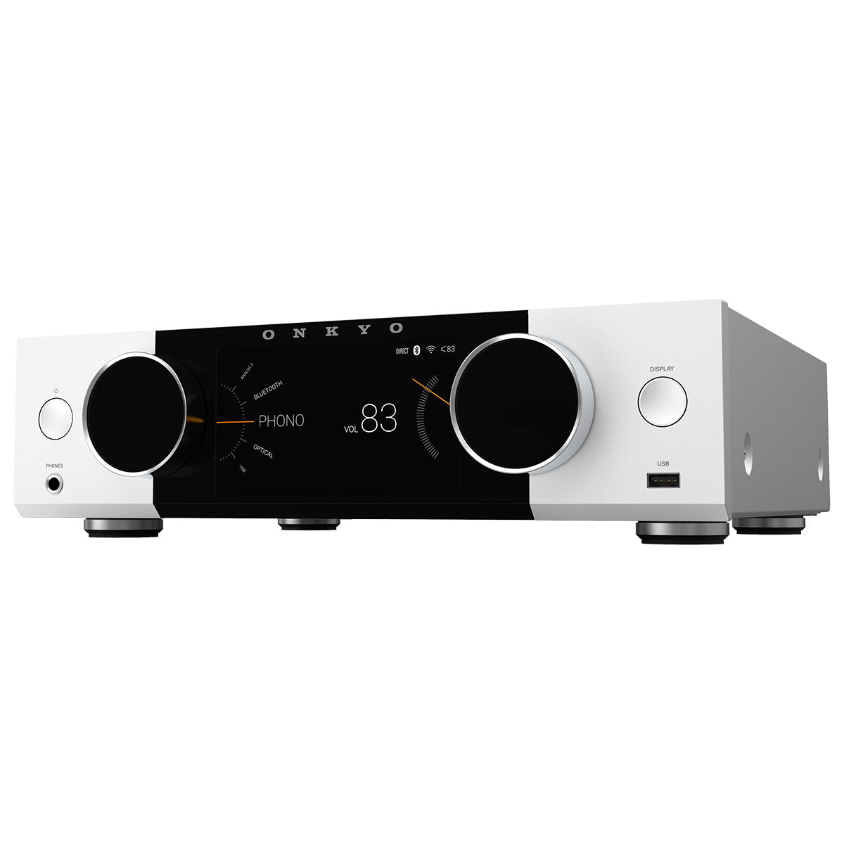 Onkyo Muse Y-40 Network Integrated Amplifier - Silver - front view angled left
