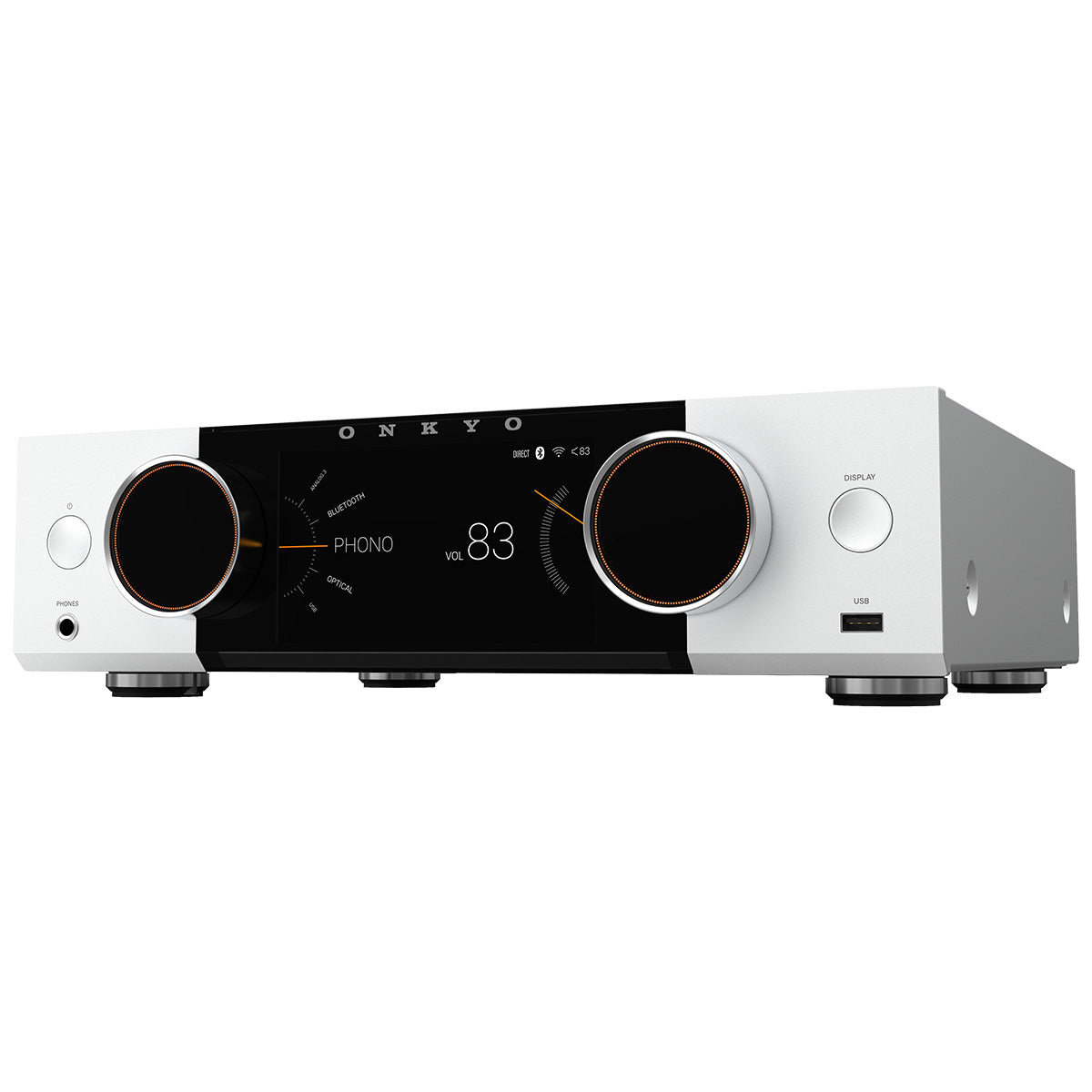 Onkyo Muse Y-50 Network Integrated Amplifier - Silver - front view angled left