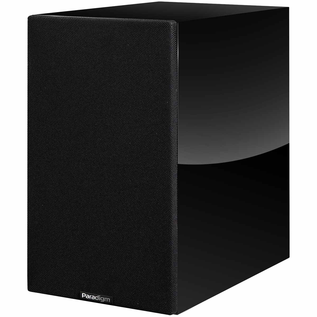 Paradigm Premier 120B V2 Bookshelf Speaker - Each piano black angled front view with grille
