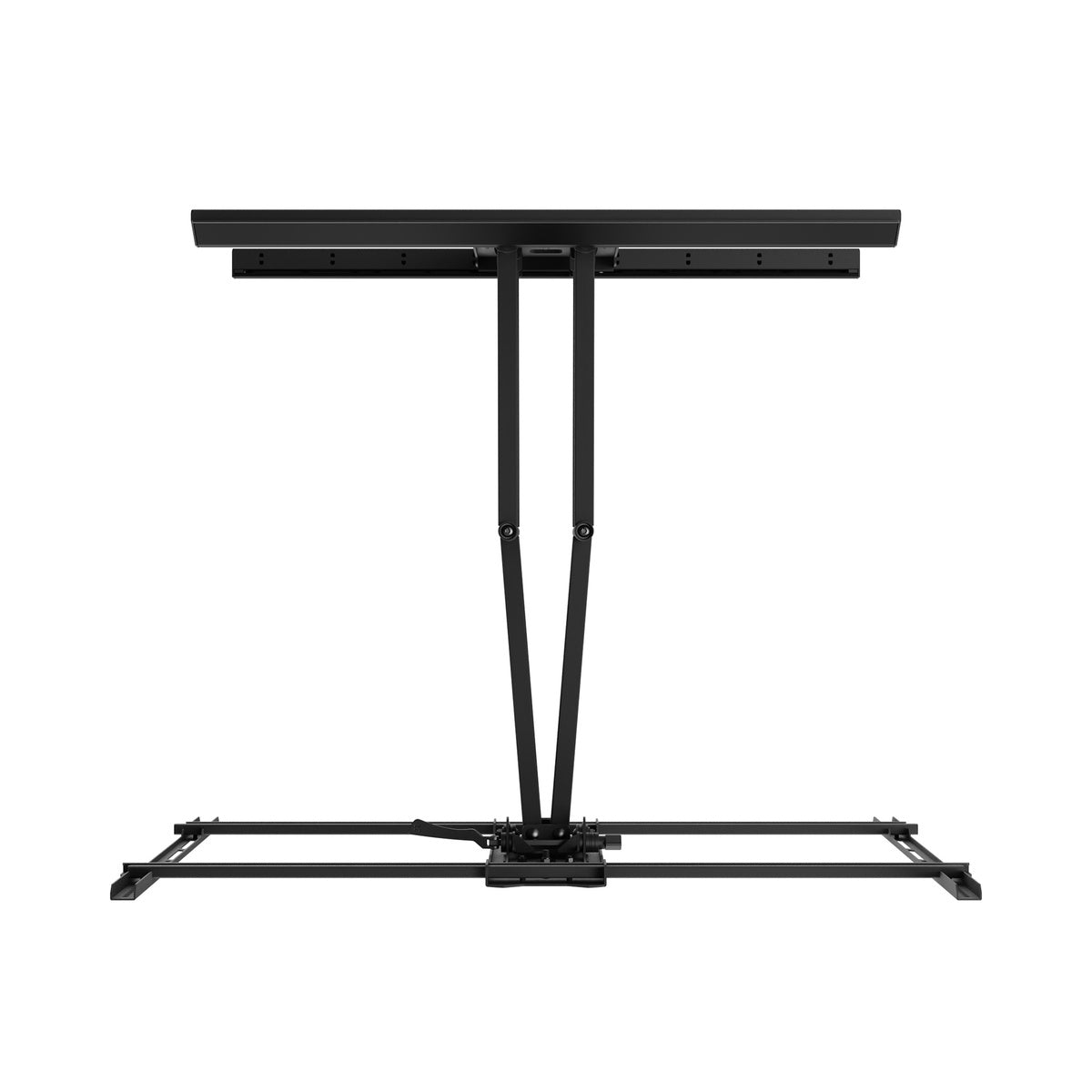 Black adjustable TV mount on a white background