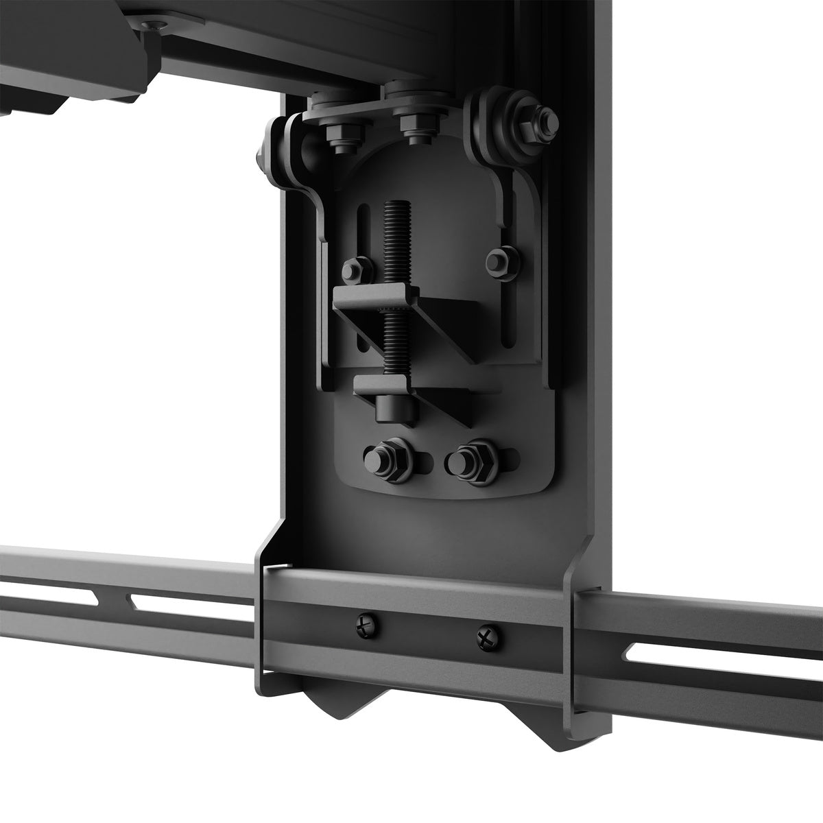 Close-up of a mechanical component with bolts on a white background