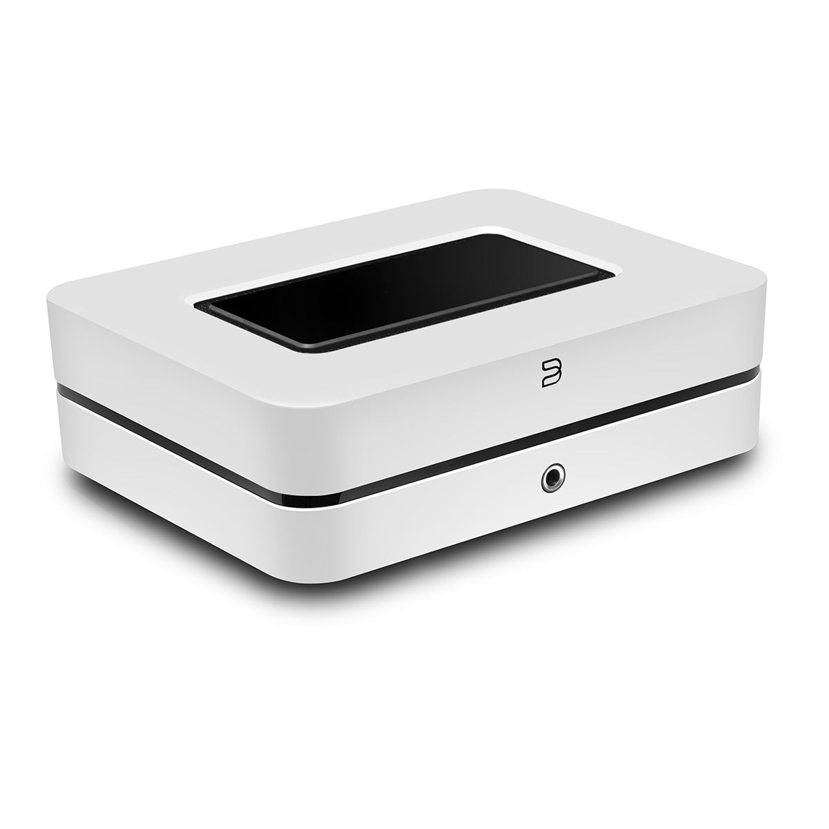 Bluesound POWERNODE N331 Multi-Room Streaming Amplifier - white - front view angled right without active UI