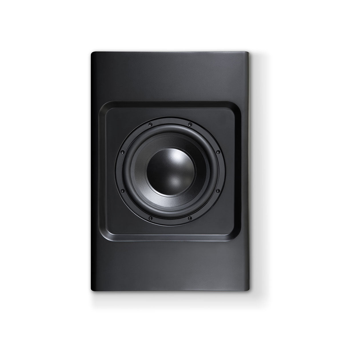Bluesound Pulse Sub+ BluOS Wireless Powered Subwoofer - Black - vertical front view without grille