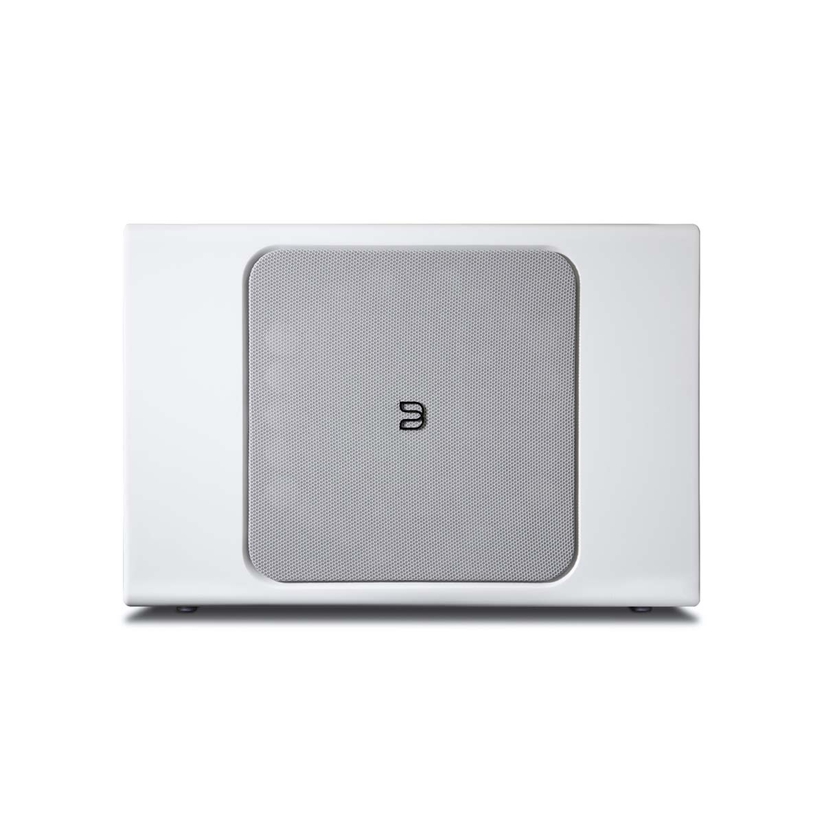 Bluesound Pulse Sub+ BluOS Wireless Powered Subwoofer - White - horizontal front view with grille