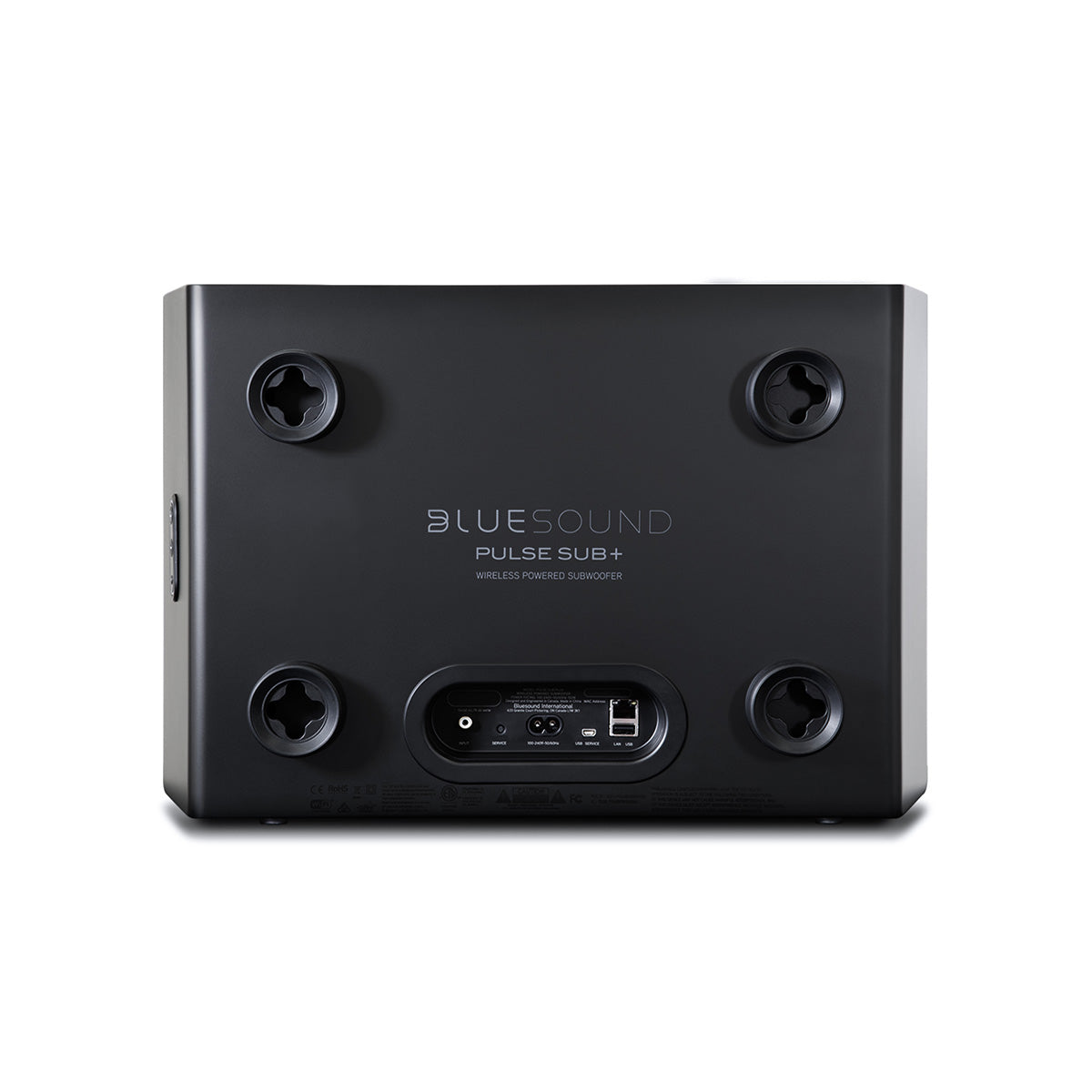 Bluesound Pulse Sub+ BluOS Wireless Powered Subwoofer - Black - horizontal rear view