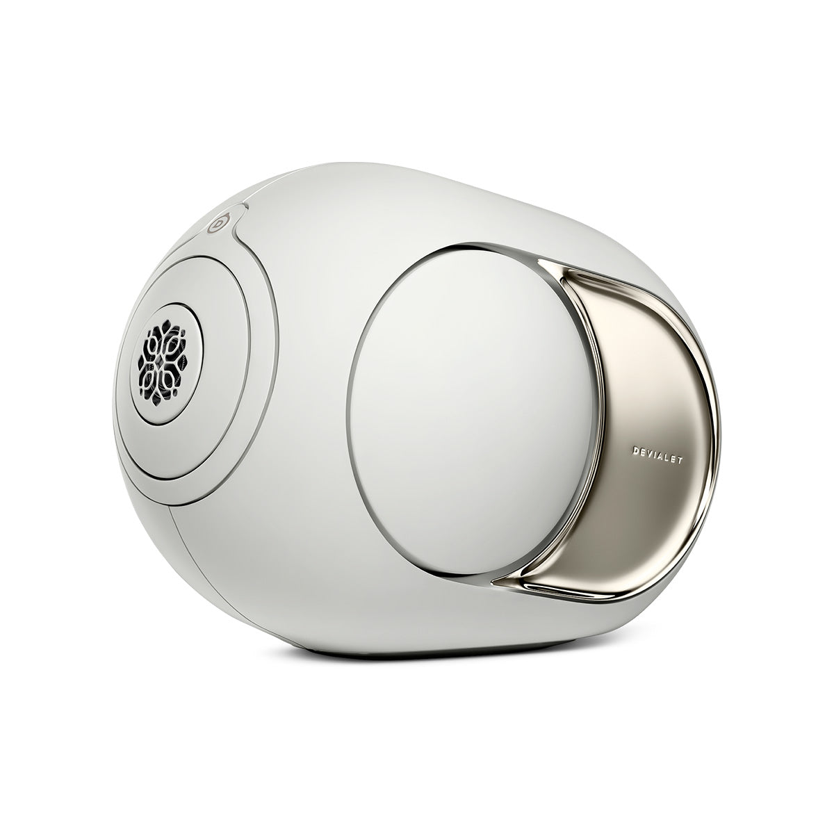 Devialet Phantom Ultimate 108 dB High-End Connected Speaker - Light Pearl - angled left