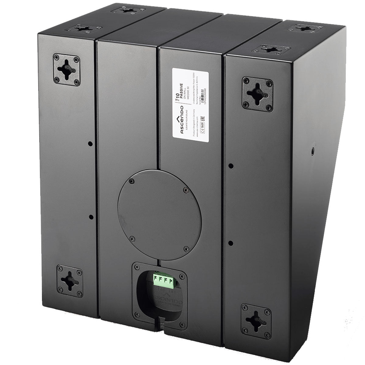 Ascendo Audio The10 Passive Wedge 30 On-Wall Loudspeaker - Black/Black Grille - Each rear view