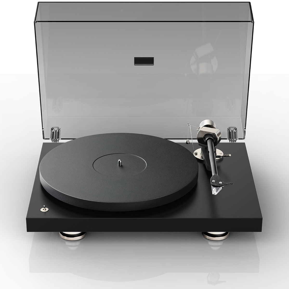 Pro-Ject Debut PRO B Balanced Hi-Fi Turntable - black - front top view with open dustcover