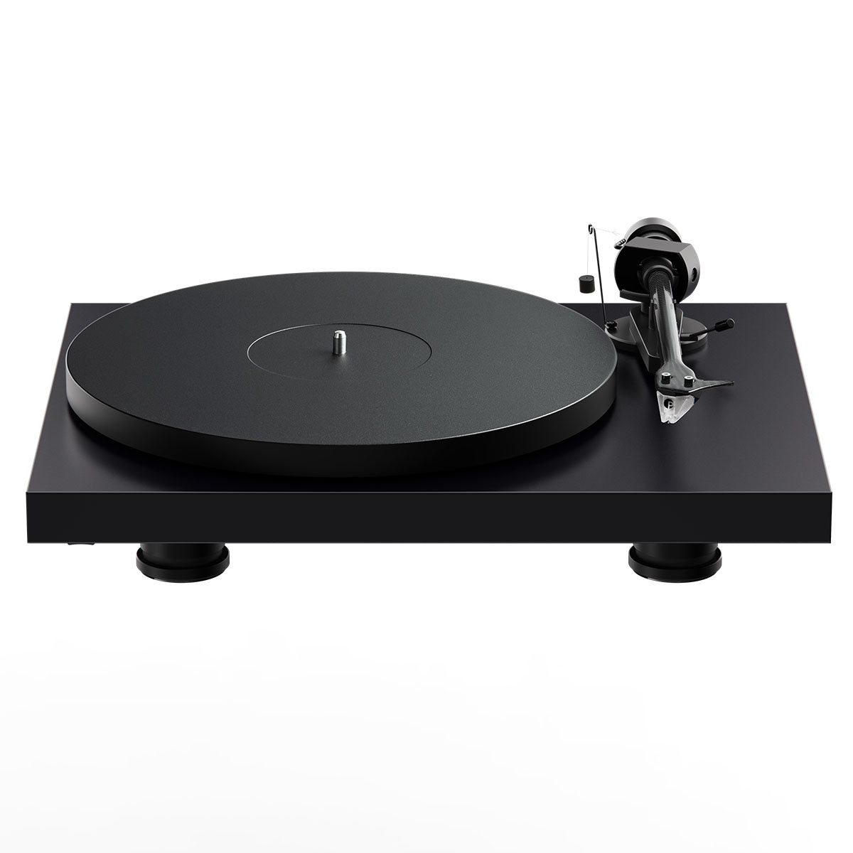 Pro-Ject Debut EVO 2 Hi-Fi Turntable - Satin Black - high-angle top-front view no dustcover
