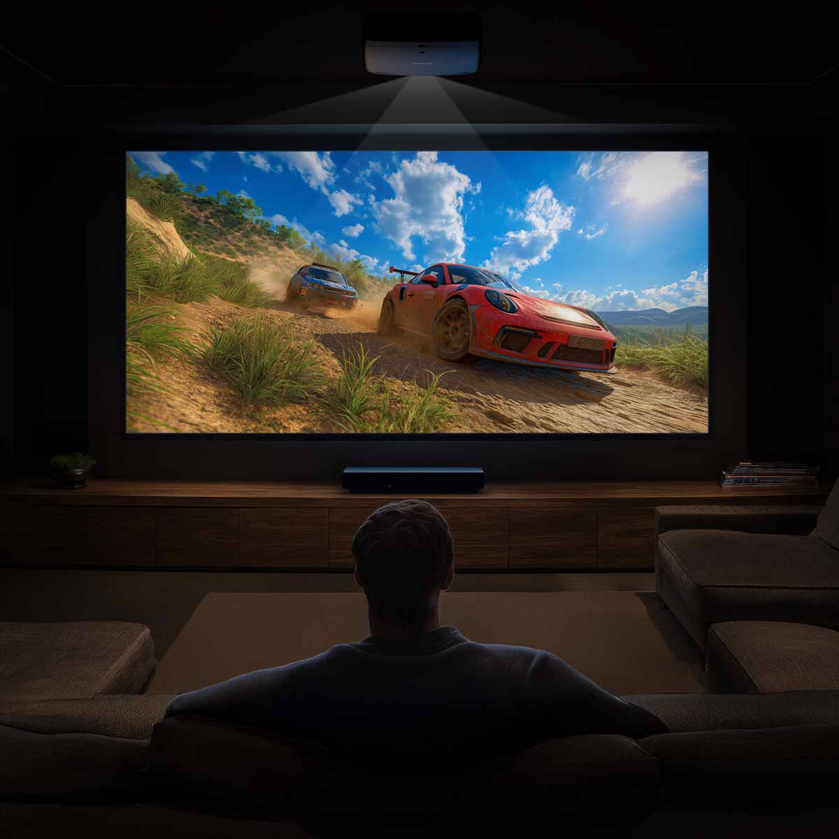 Epson Pro Cinema LS9000 Laser Projector - Black - lifestyle view of projector in media room