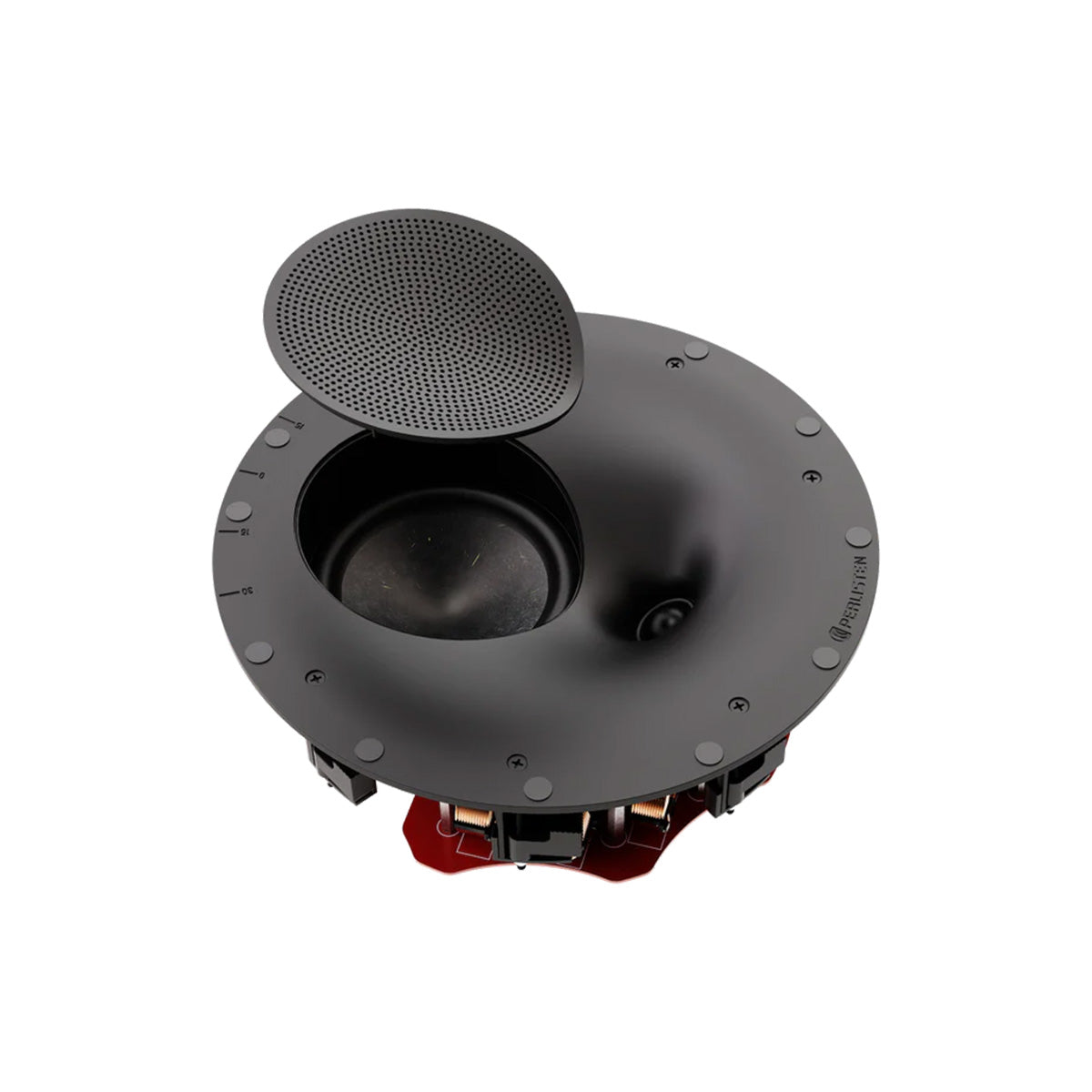 Perlisten Audio R2ic In-Ceiling Speaker - angled top view without grille