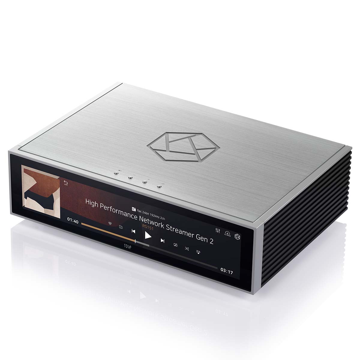 HiFi Rose RS151 High Performance Network Streamer Gen 2 - Silver - top and front view angled left