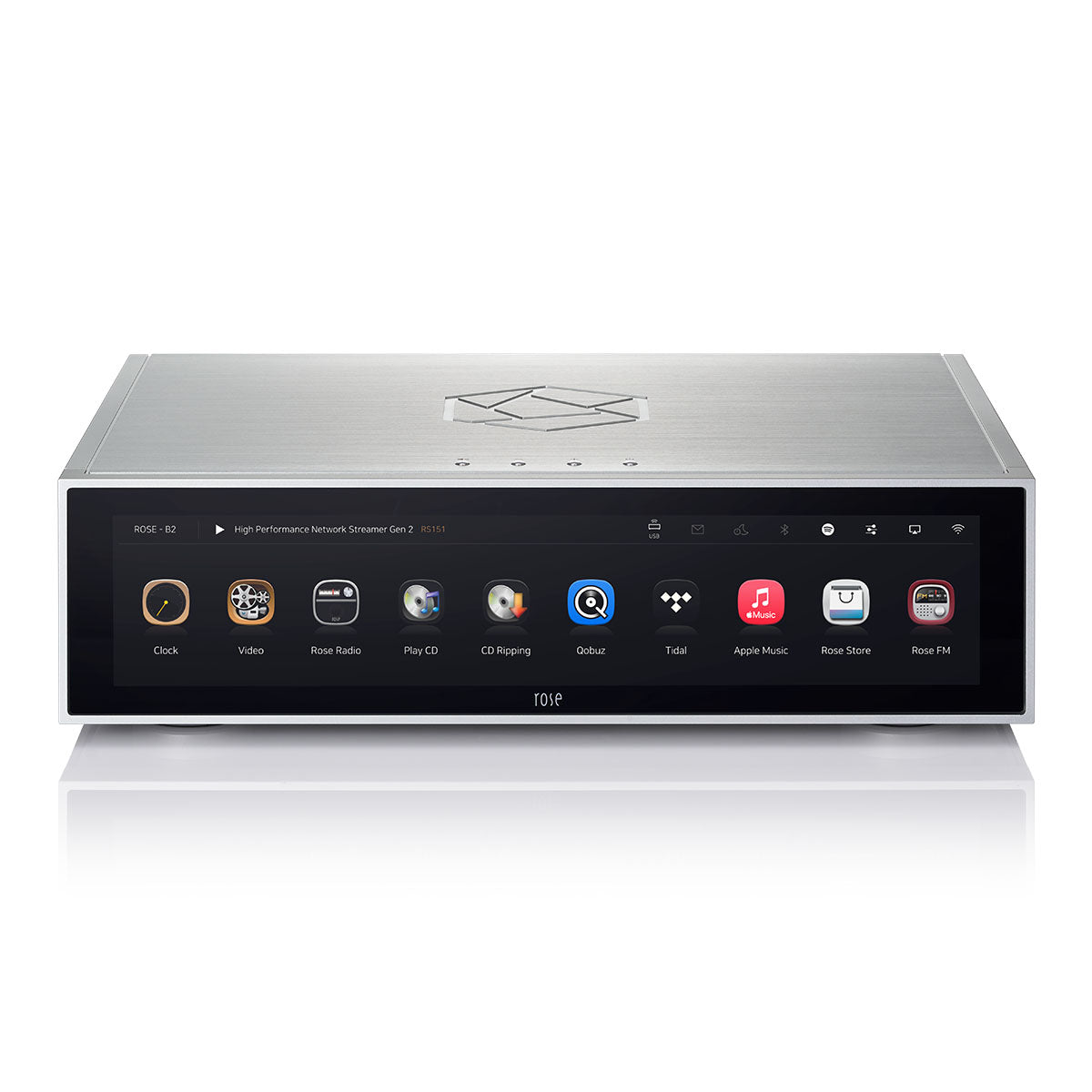 HiFi Rose RS151 High Performance Network Streamer Gen 2 - Silver - top and front view