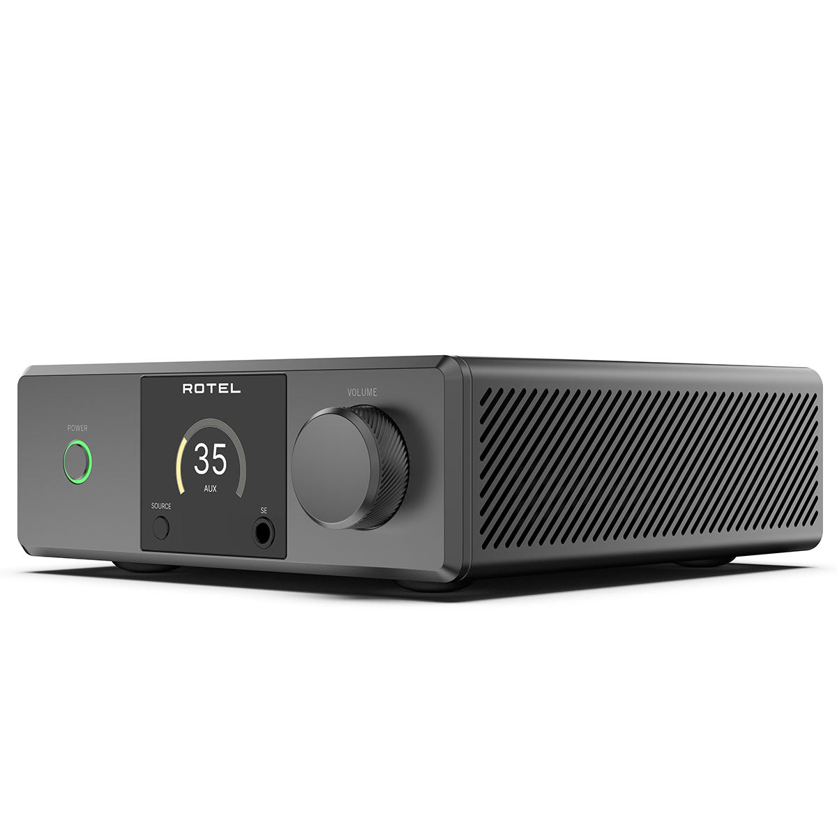 Rotel DX-5 Integrated Amplifier - black front view angled left