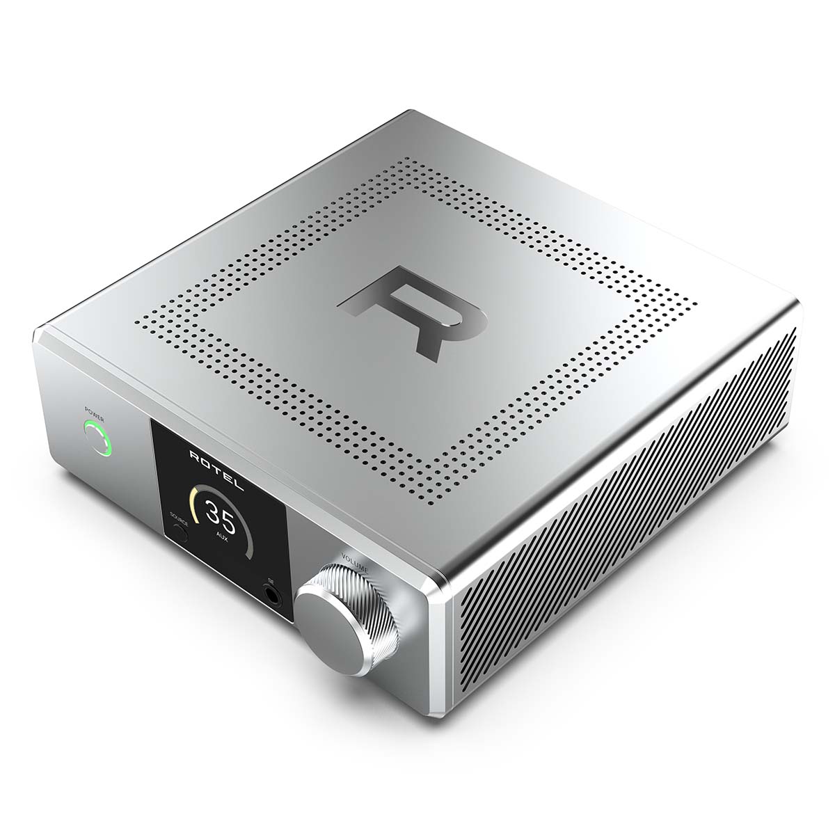 Rotel DX-5 Integrated Amplifier - silver top view angled left