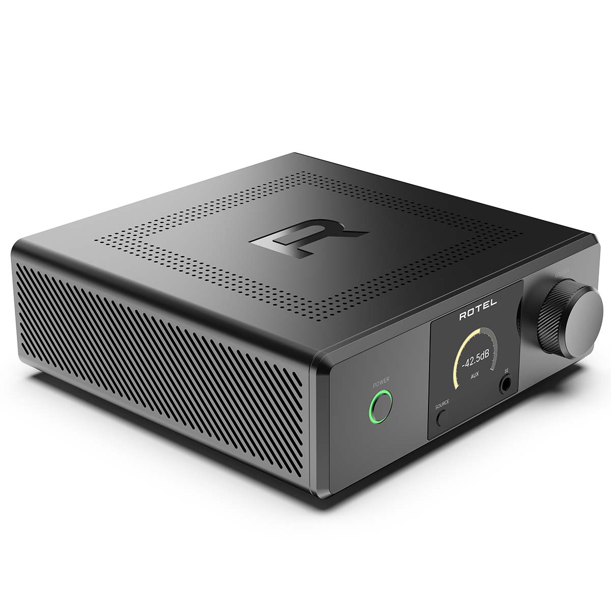 Rotel DX-5 Integrated Amplifier - black top and front view angled right