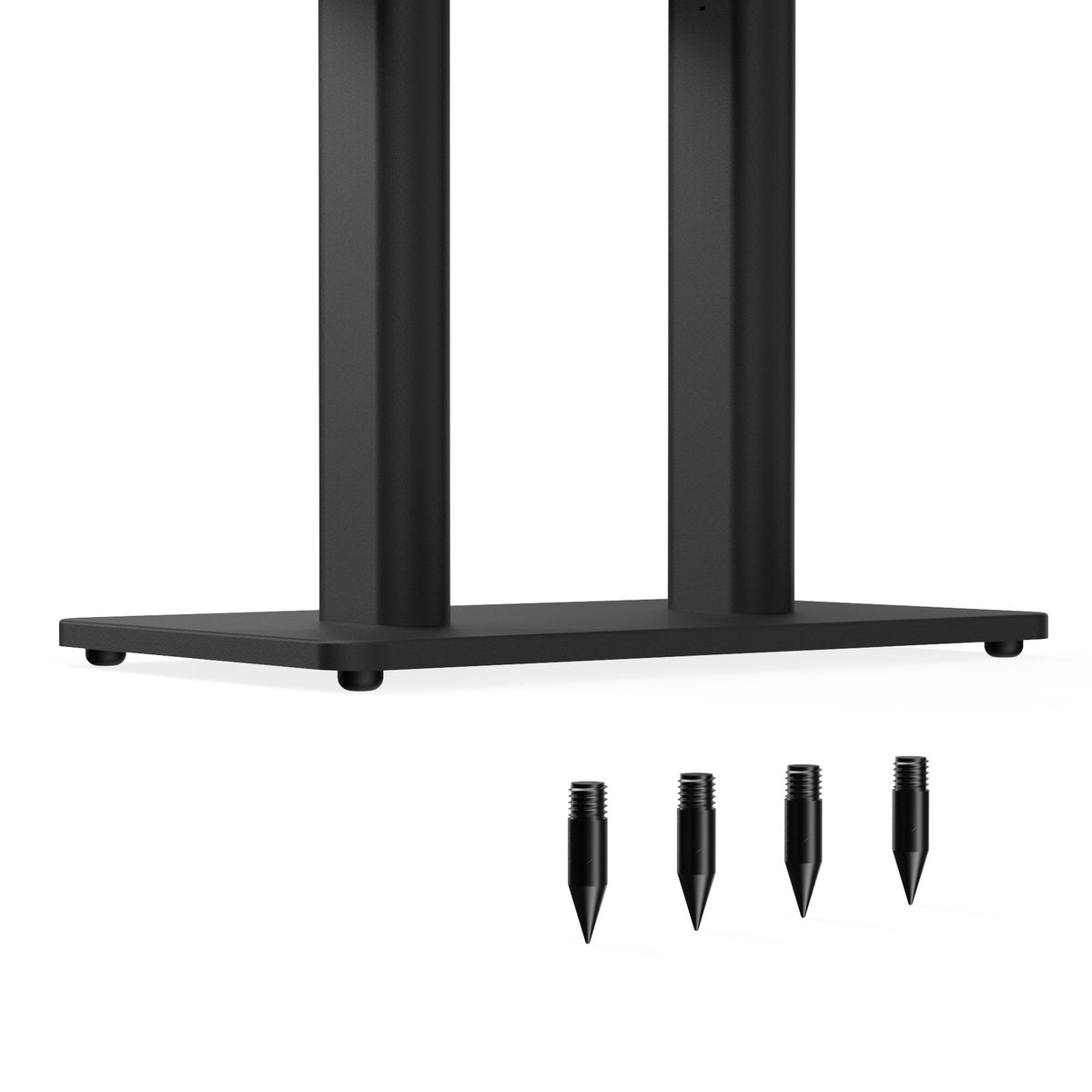 Black shelf with four black darts on a white background