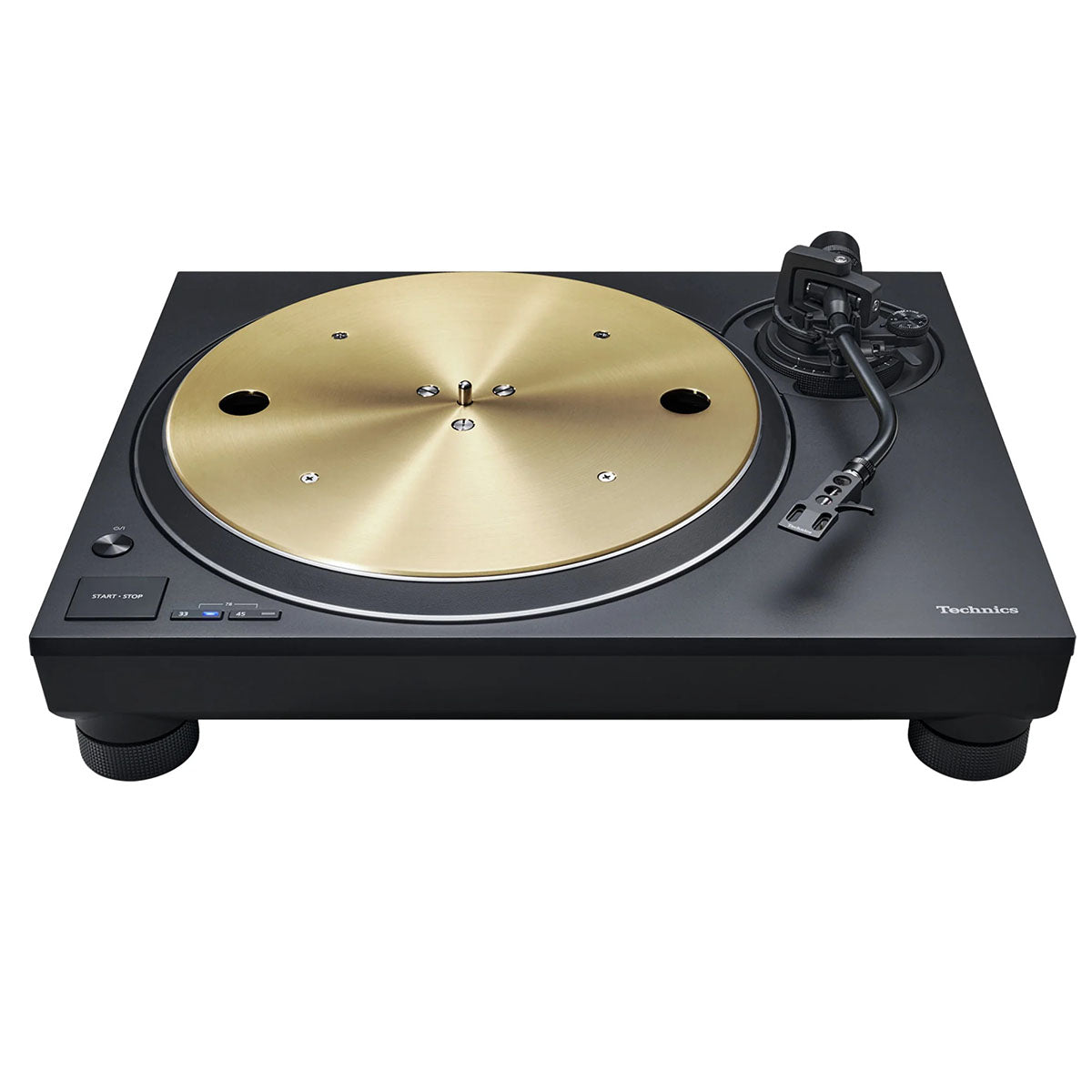 Technics SL-1300G New Generation Grand Class Turntable - black top and front view high-angle