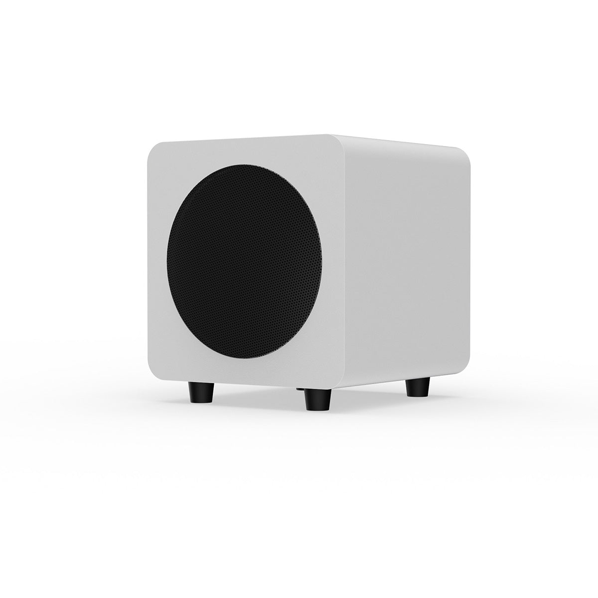 Kanto SUB6 Powered Subwoofer - matte white - angled front view