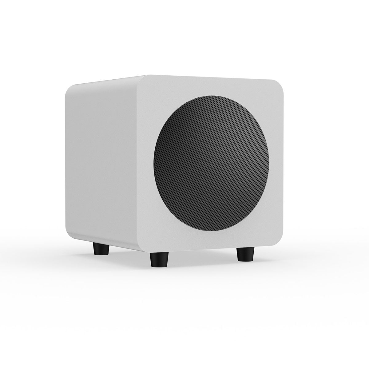 Kanto SUB6 Powered Subwoofer - matte white - angled front view
