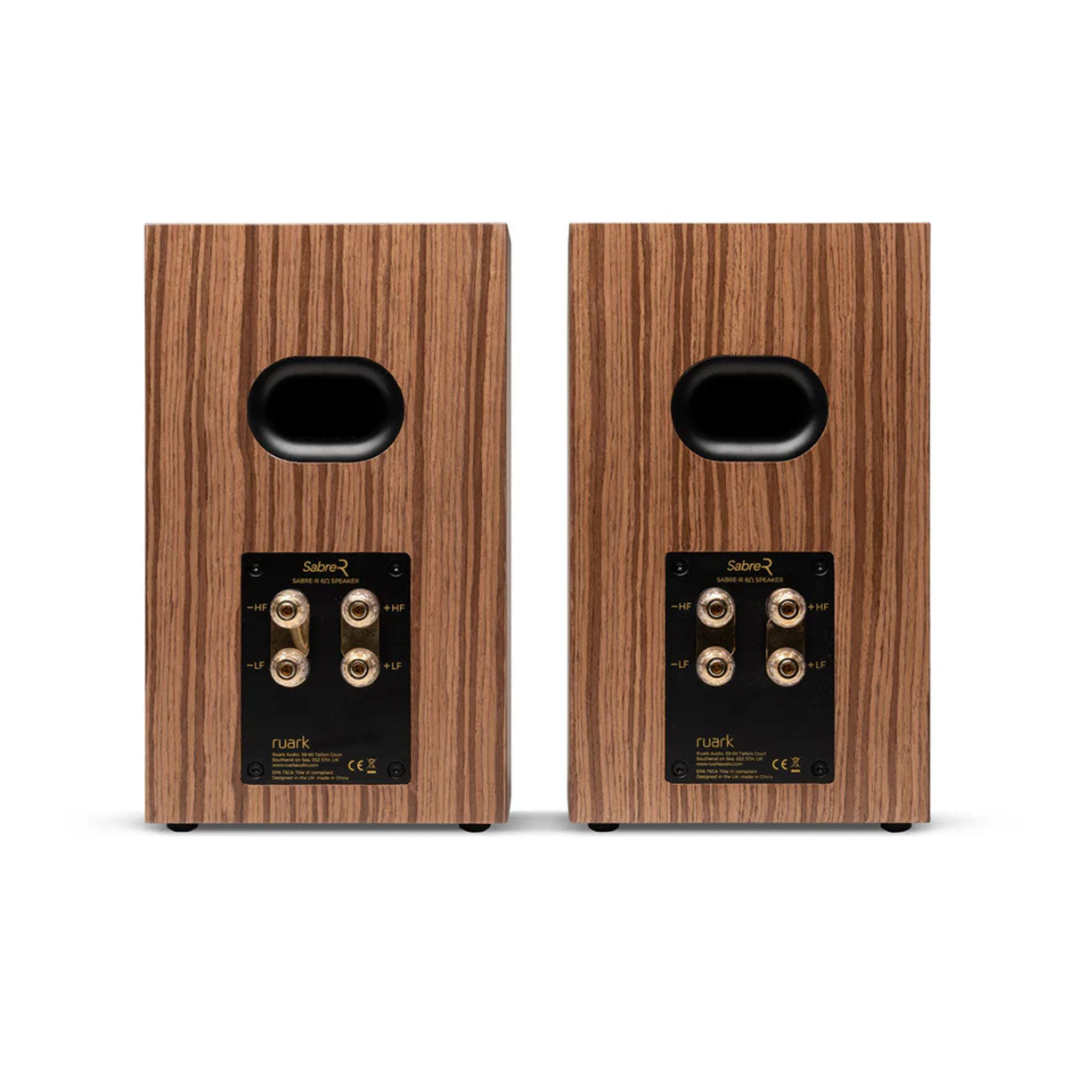 Ruark Audio Sabre R Bookshelf Speakers - walnut - rear view