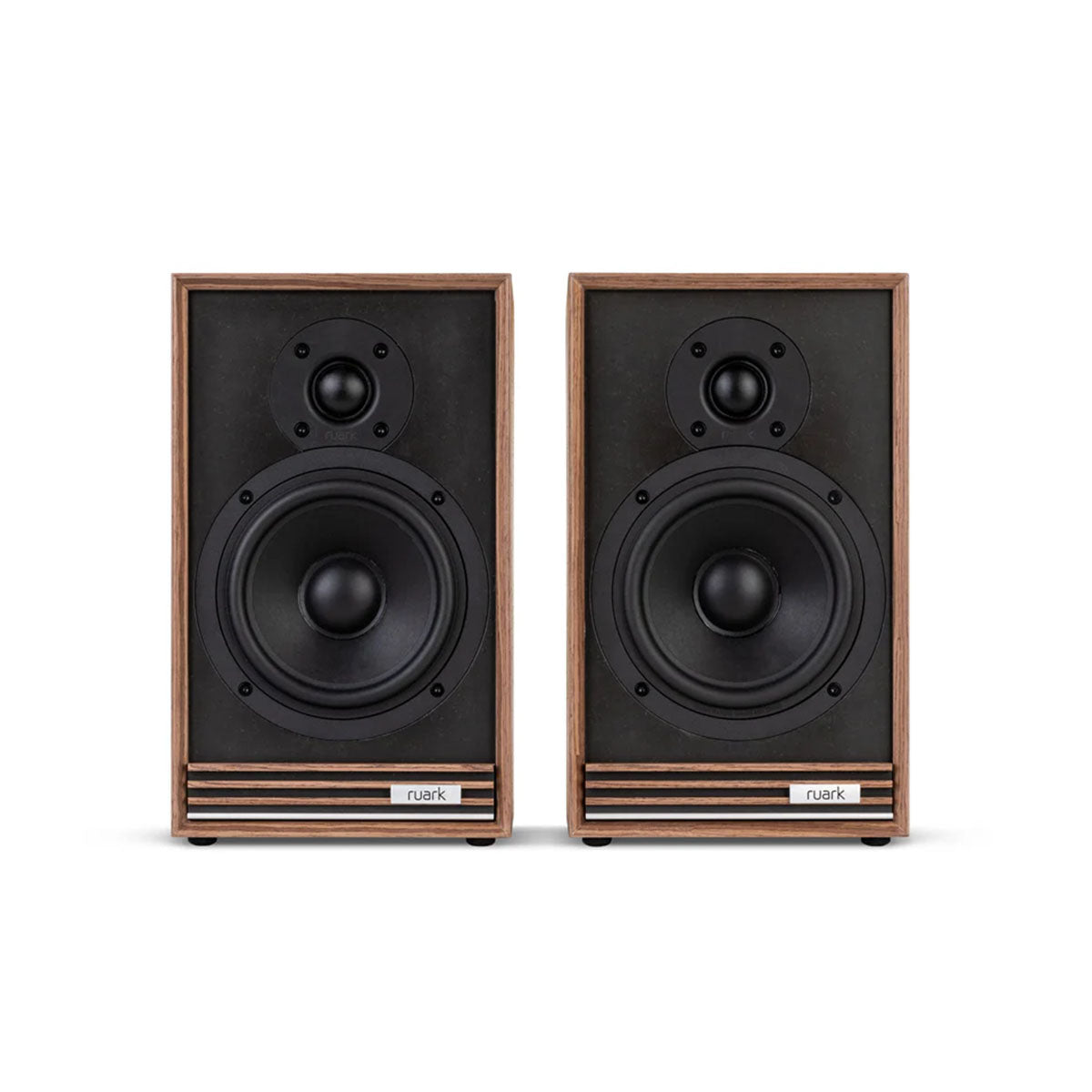 Ruark Audio Sabre R Bookshelf Speakers - walnut - front view without grilles