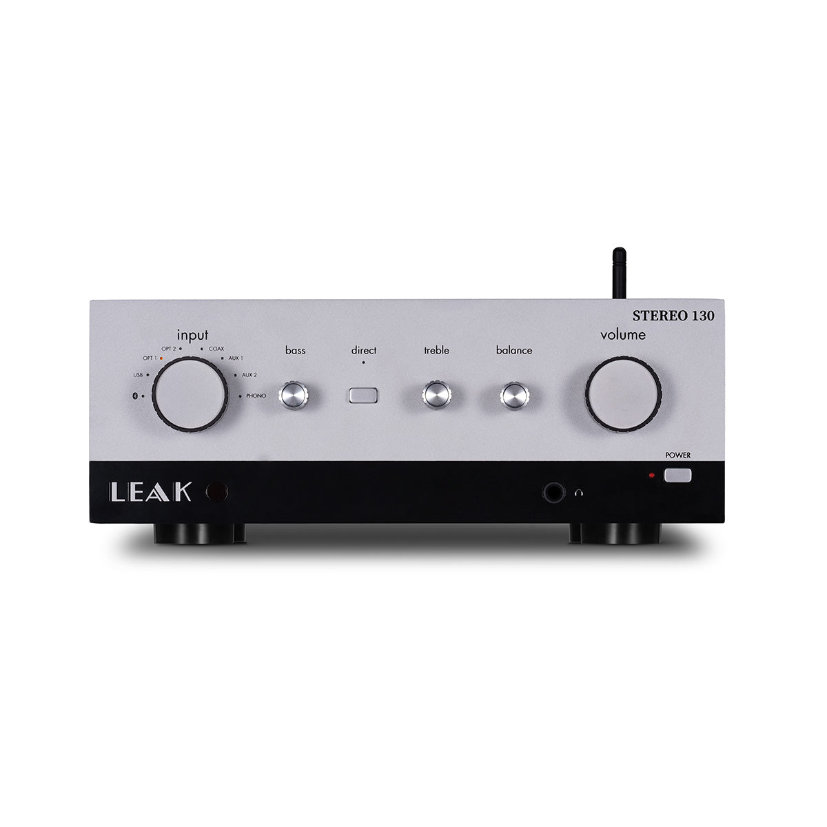 Leak Audio Stereo 130 Integrated Amplifier - Silver - front view