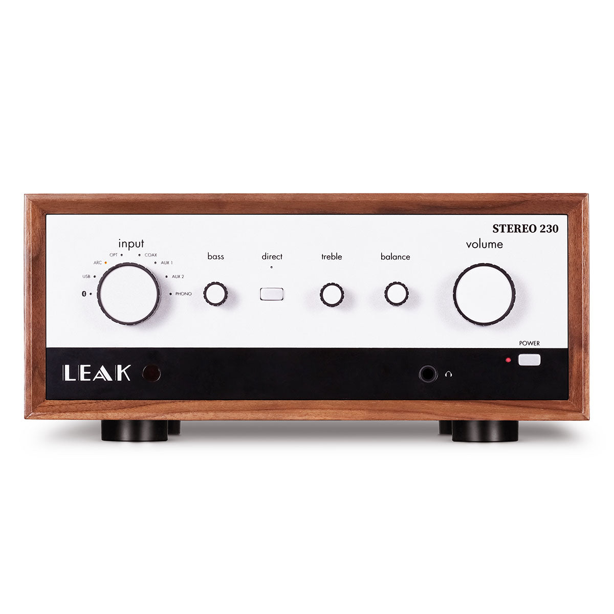 Leak Audio Stereo 230 Integrated Amplifier - Walnut - front view