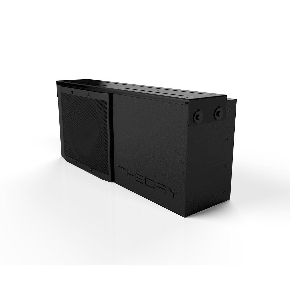 Enclosure for Theory iws12-9 Architectural Subwoofer - black with grille front view angled left