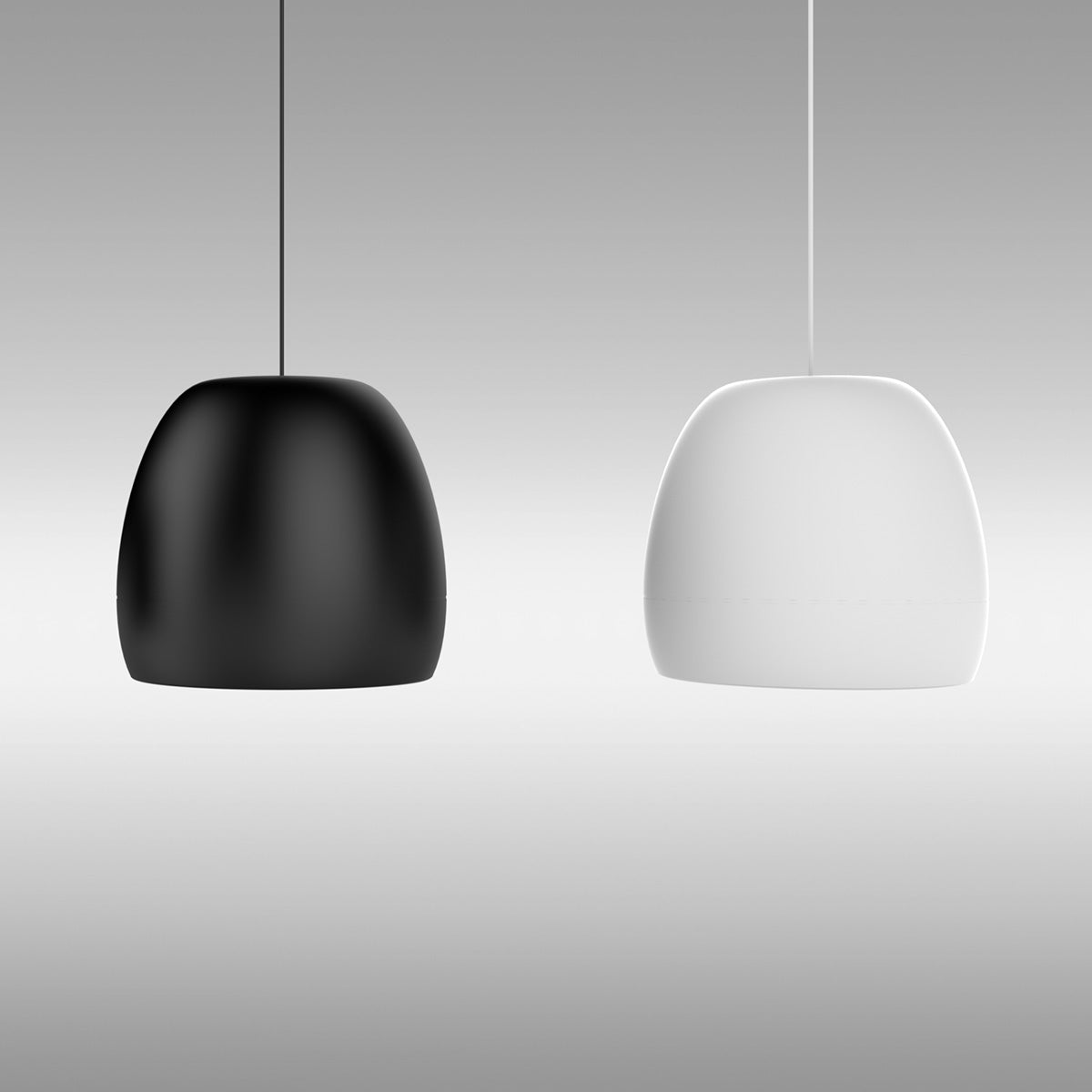 Theory ic6 Pendant Housing - black on left, white on right facing side