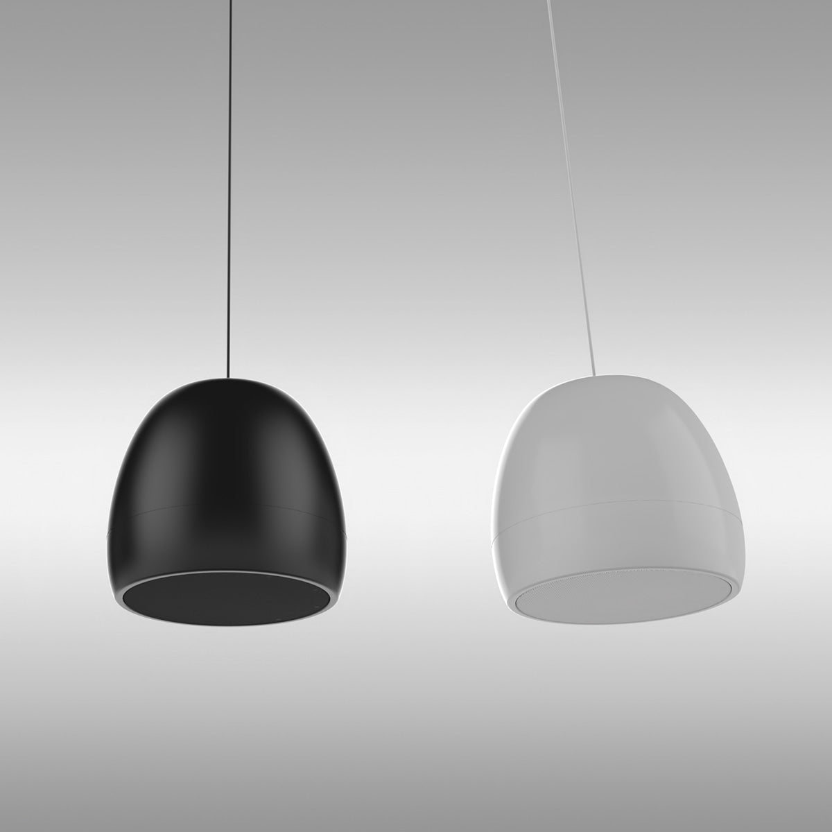 Theory ic6 Pendant Housing - black on left, white on right angled up
