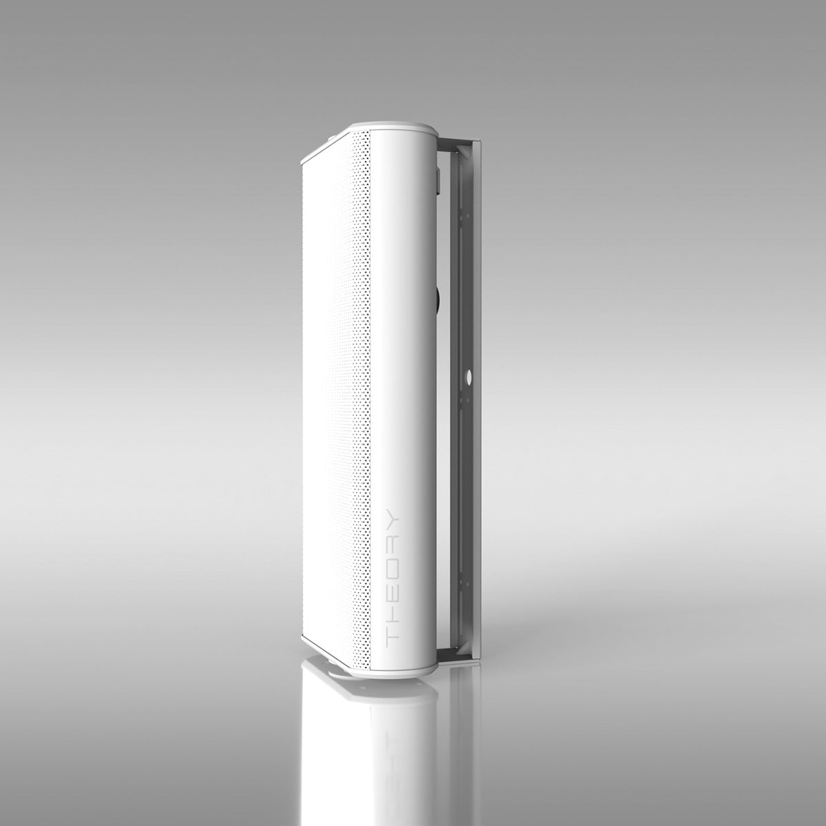 Theory sb25aw All-Weather Dual 5-inch Multi-Use Surface Mount Loudspeaker - white with grille angled side view facing left