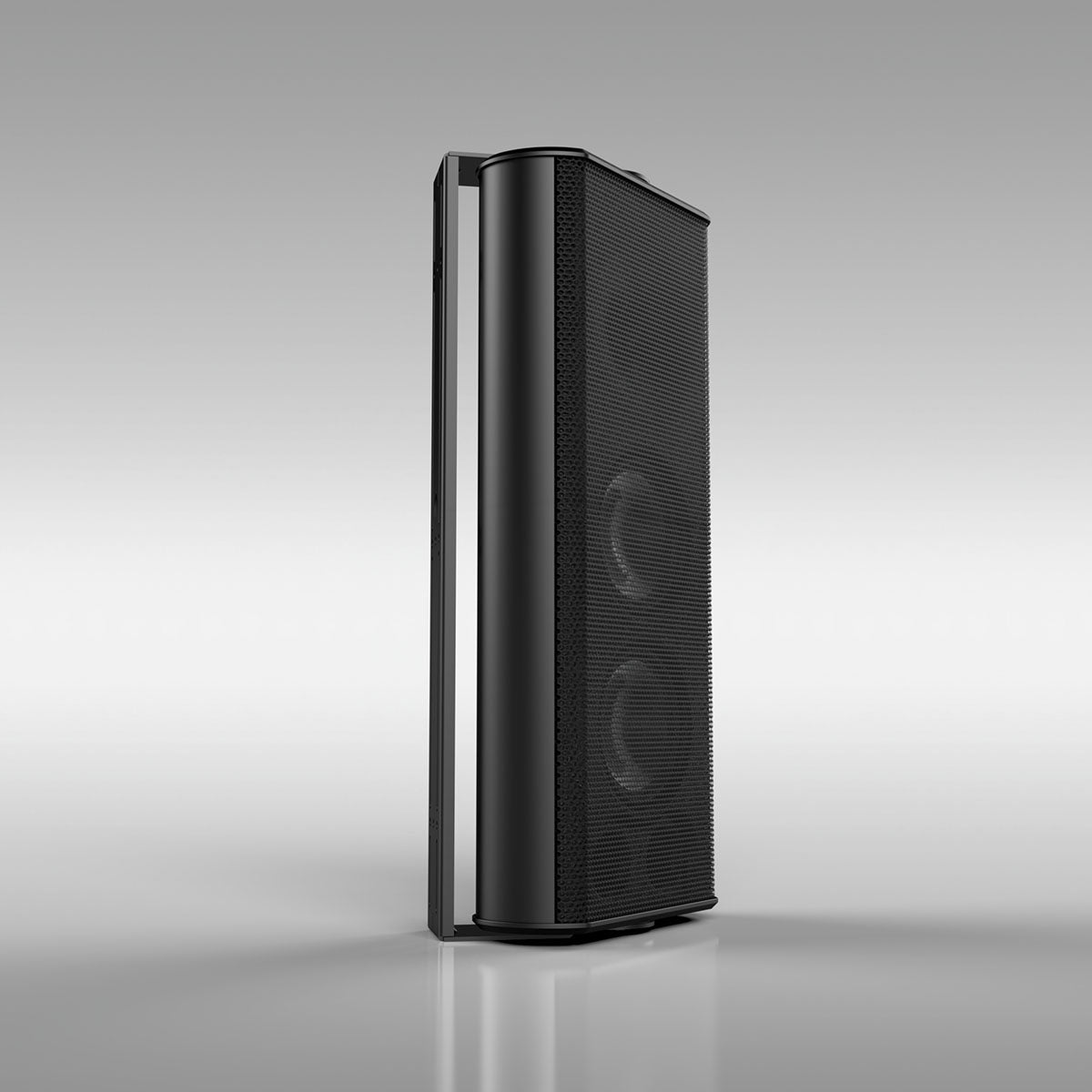 Theory sb25aw All-Weather Dual 5-inch Multi-Use Surface Mount Loudspeaker - black with grille angled side view facing right