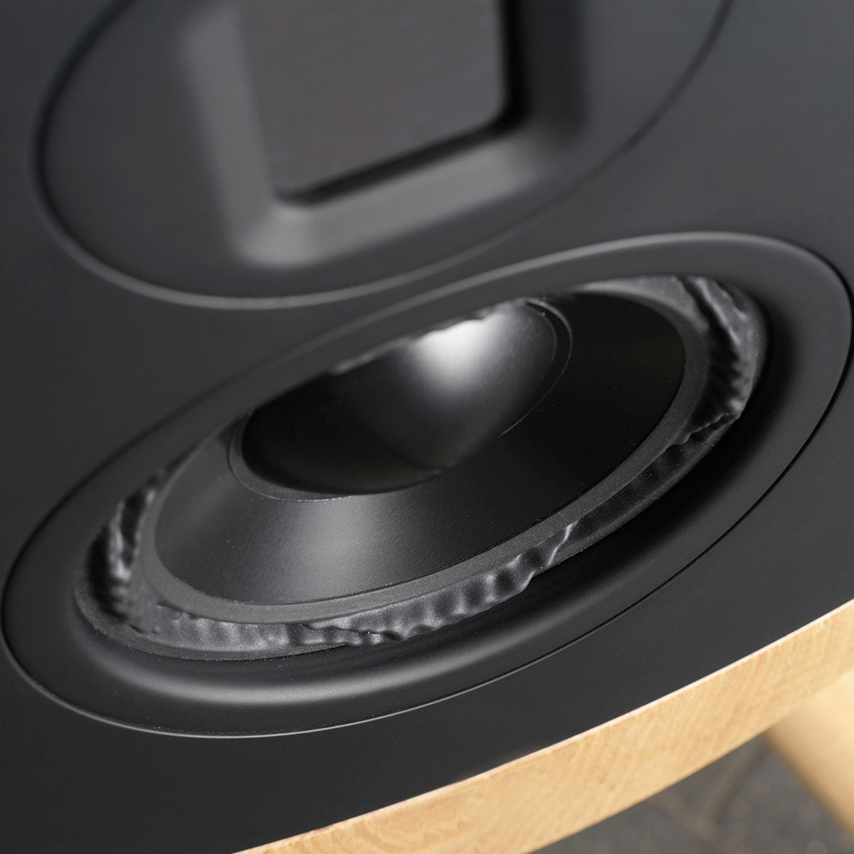 Lyngdorf Cue-100 Speaker closeup detail of speaker woofer