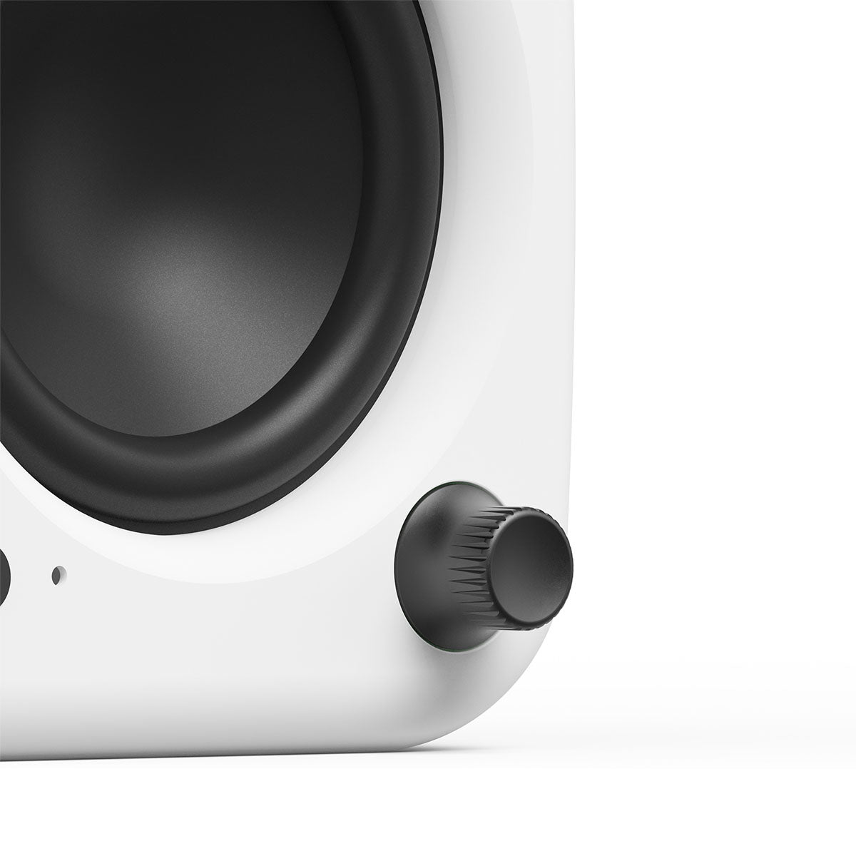 Kanto UKI Compact Desktop Speakers - Chalk - zoomed view of control knob