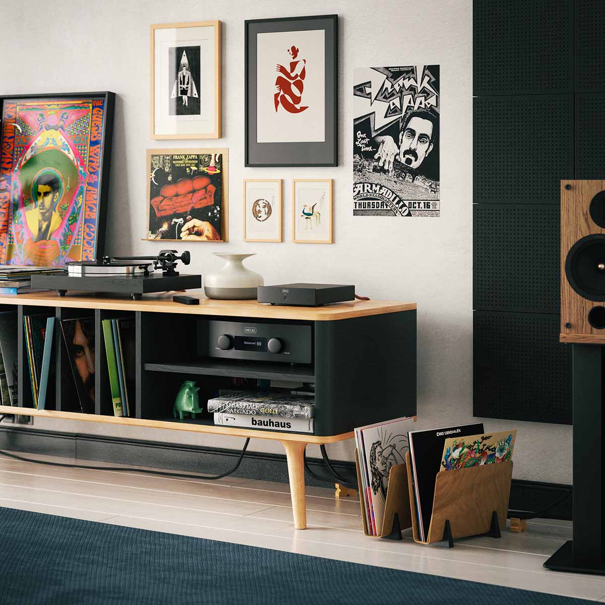 Hegel V10 Phono Preamplifier lifestyle shot of unit on cabinet