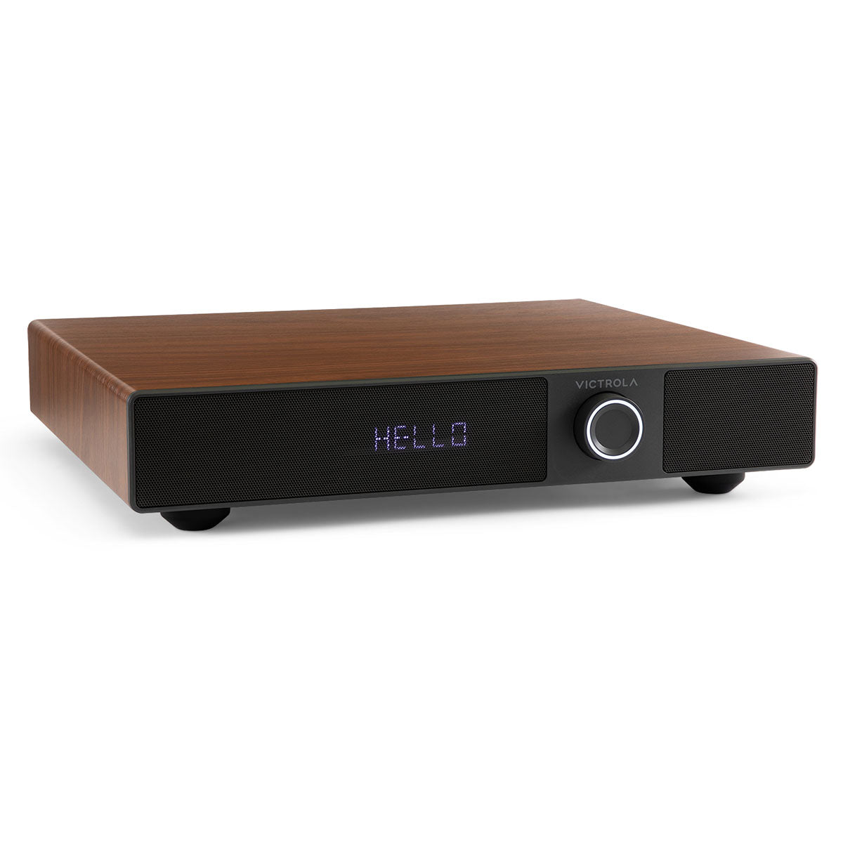 Victrola Soundstage Speaker System - Walnut - front view angled right