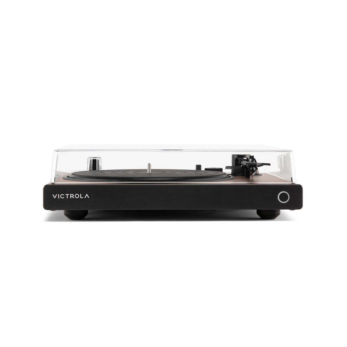 Victrola Wave Bluetooth Turntable - walnut with closed dust cover - front view